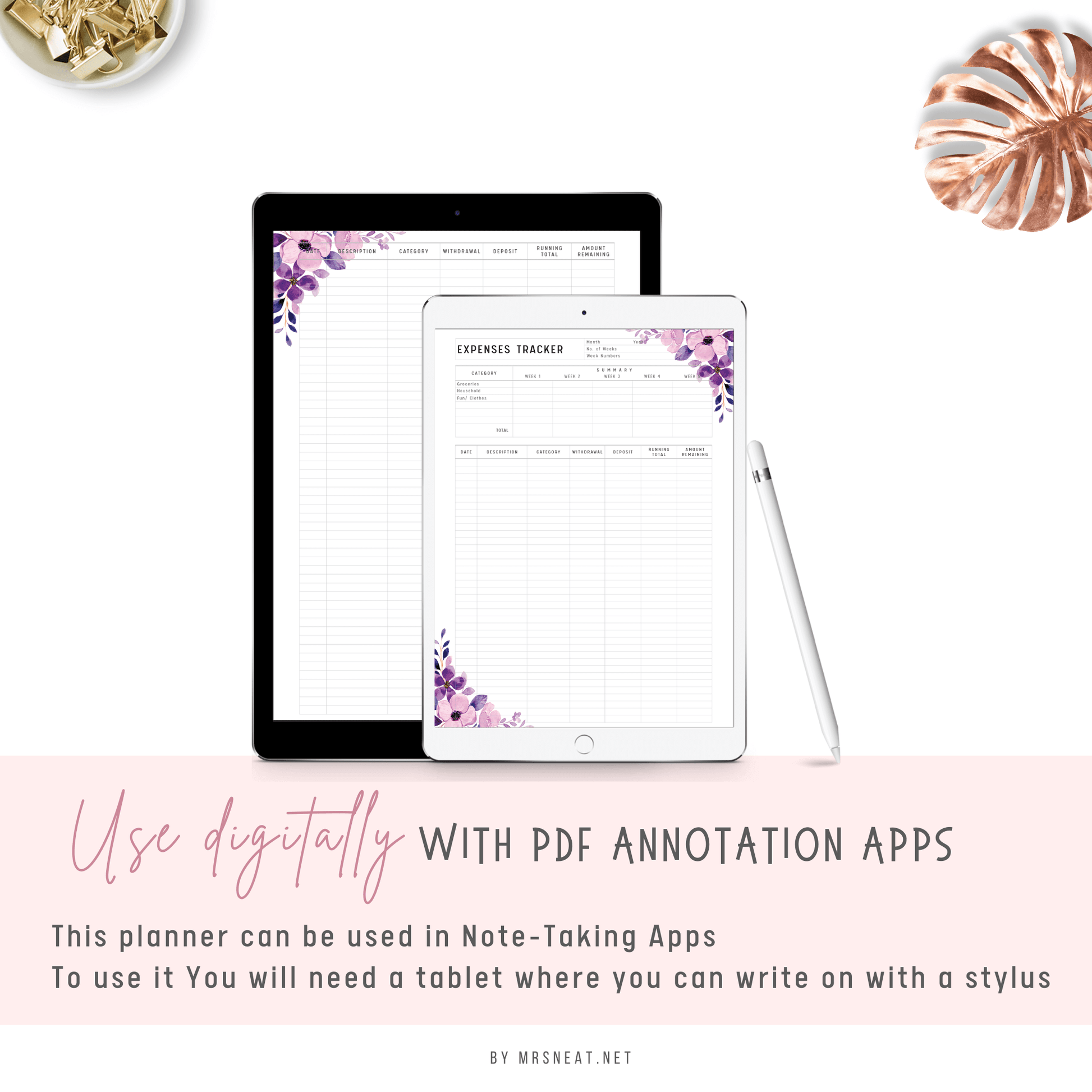 Fillable Expenses Tracker Printable Planner, Editable Bill Tracker, Floral Spending Tracker, Minimalist Expense Tracker, A4, PDF, 5 Styles