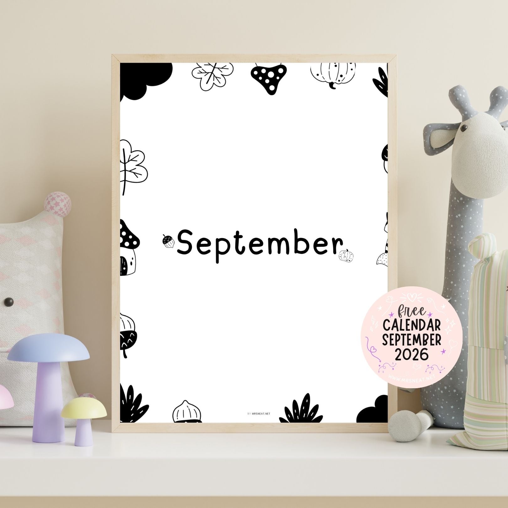 September 2026 monthly calendar printable in A4 and US Letter PDF format