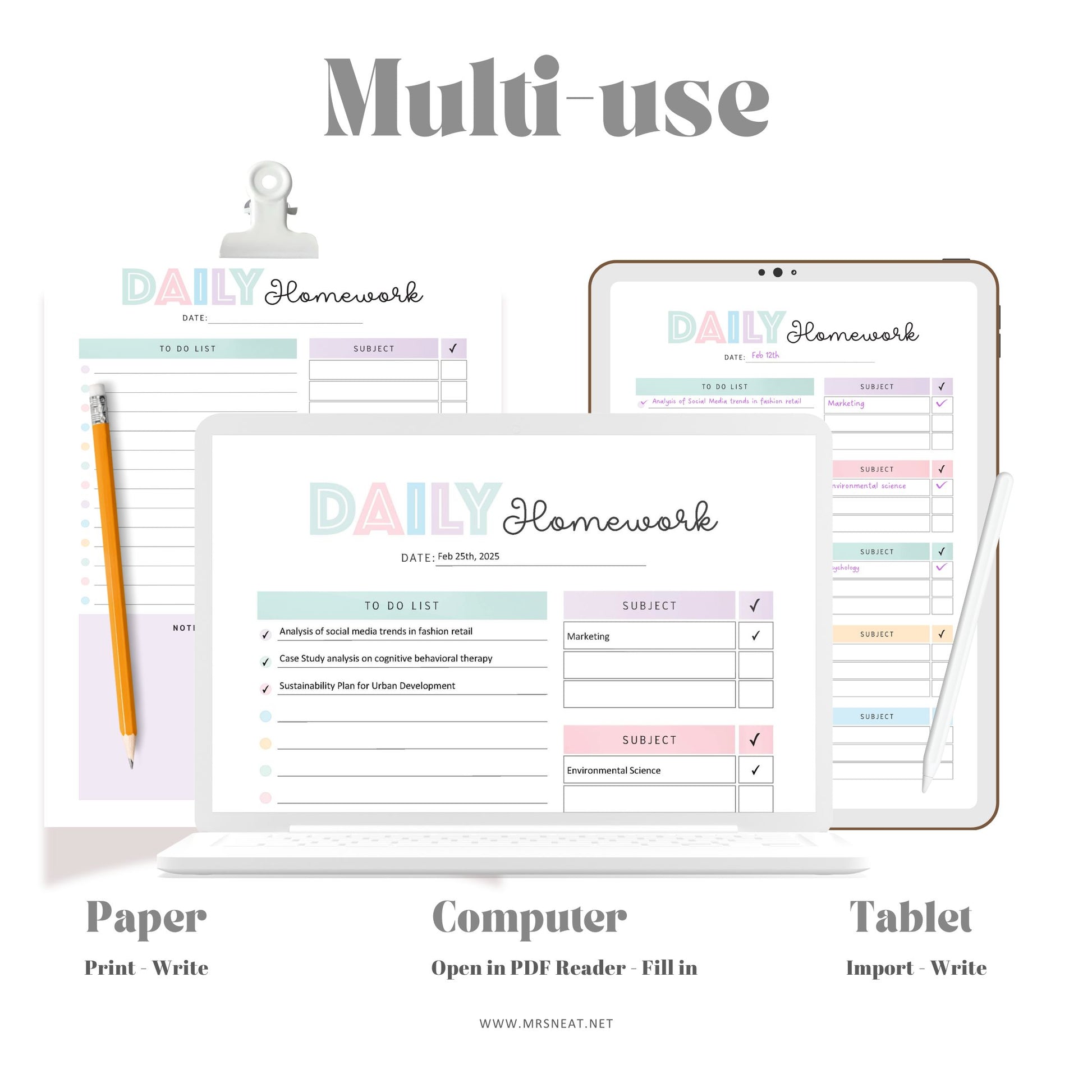 daily-homework-tracker-printable-m538-mrsneat for Free Printable Daily Homework Planner Daily Homework Tracker Printable - M538 – mrsneat for Free Printable Daily Homework Planner