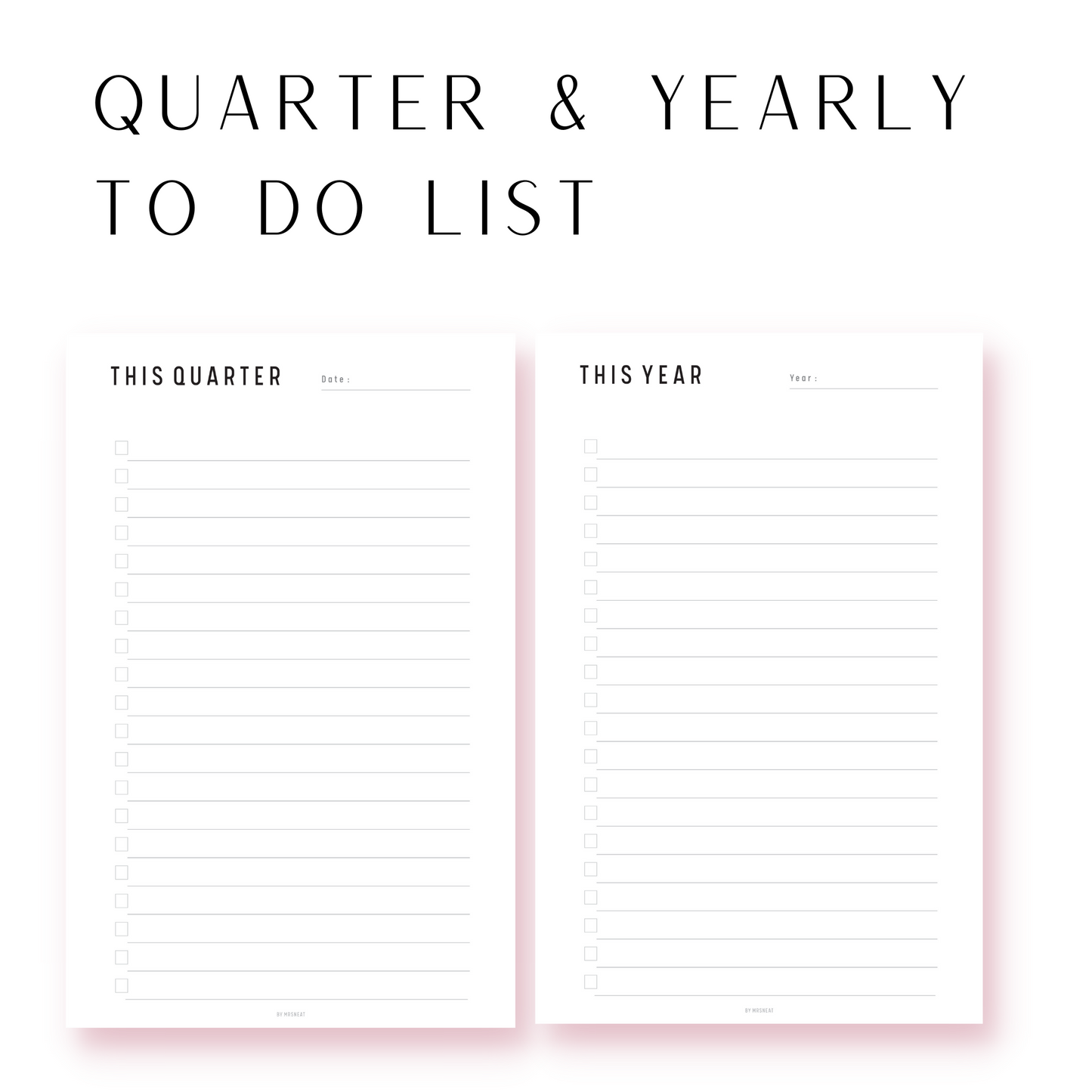 Quarterly & Yearly To Do List Planner Printable