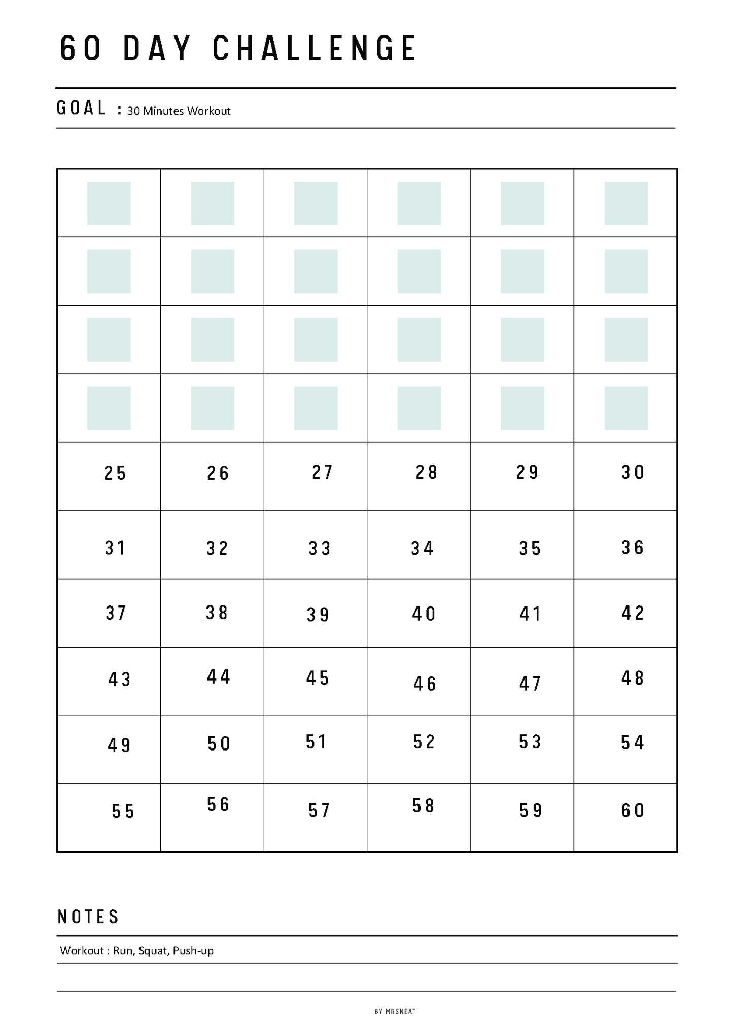 Fillable 60 day challenge printable, Habit Challenge, Goal setting, habit forming, habit tracker, A4, A5, Half Letter, Letter, PDF