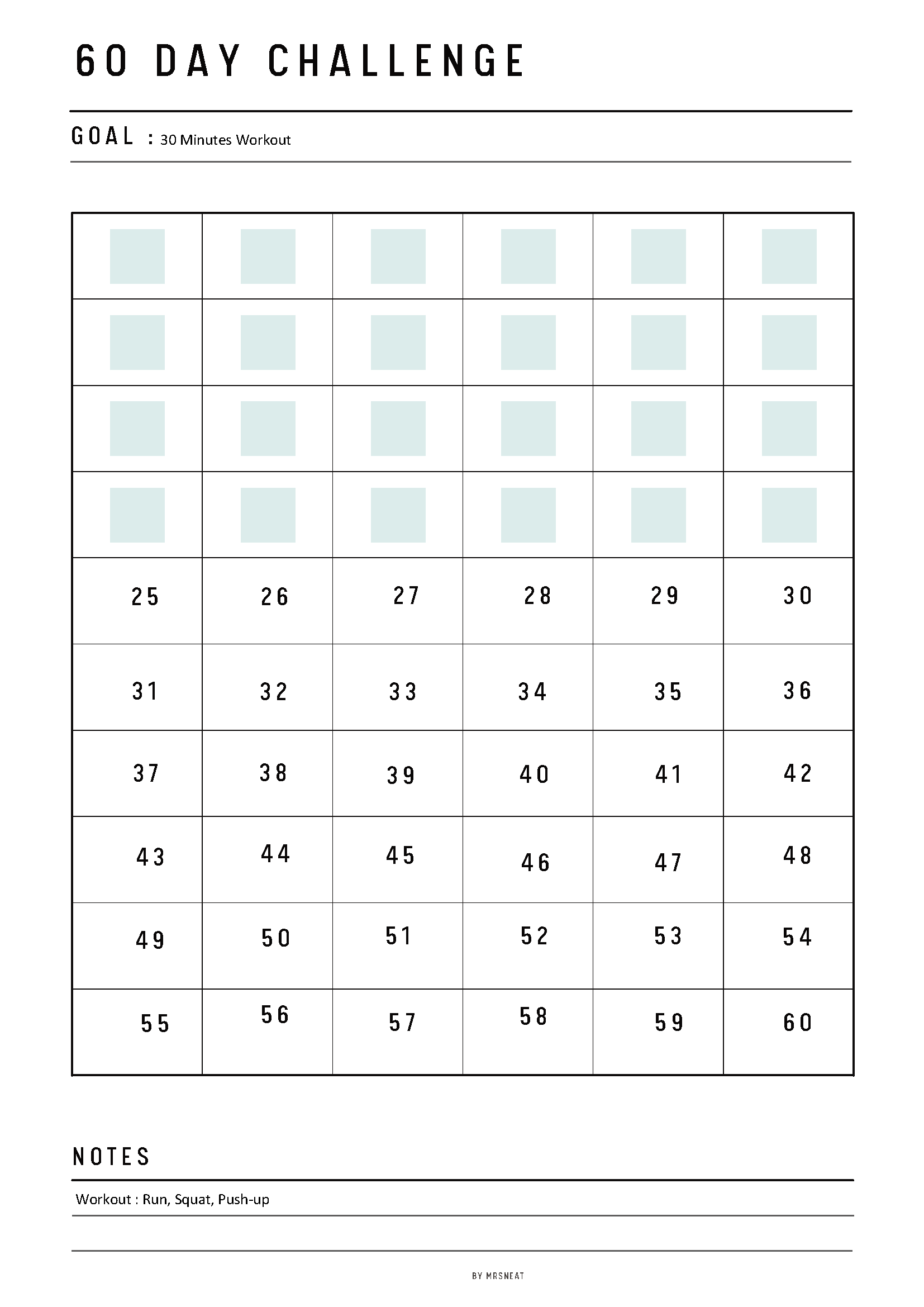 Fillable 60 day challenge printable, Habit Challenge, Goal setting, habit forming, habit tracker, A4, A5, Half Letter, Letter, PDF