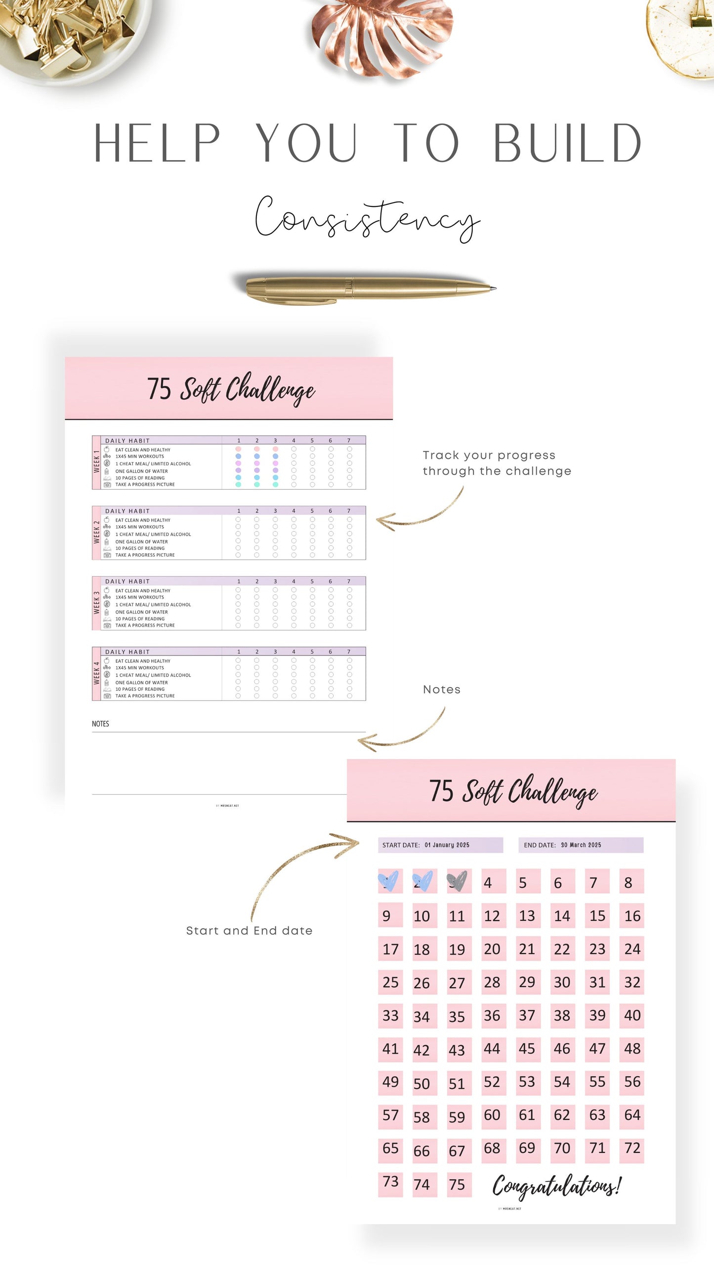 How to use 75 Soft Challenge Tracker Printable
