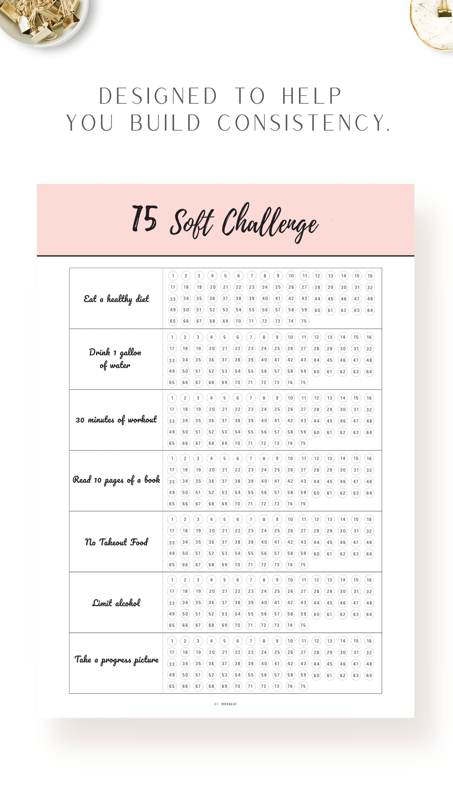 75 Soft Challenge Template PDF