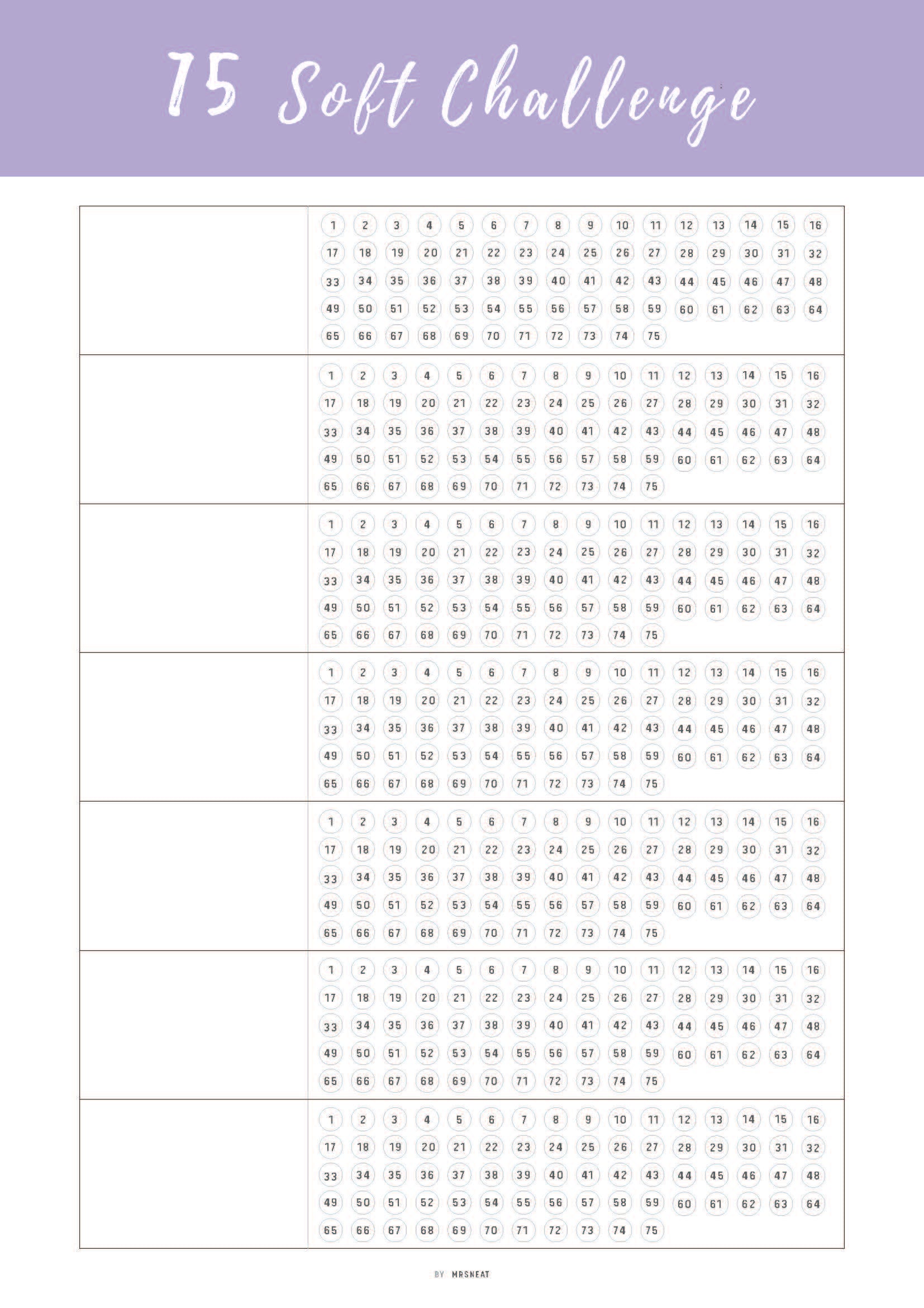 printable 75 soft challenge template - m260 – mrsneat