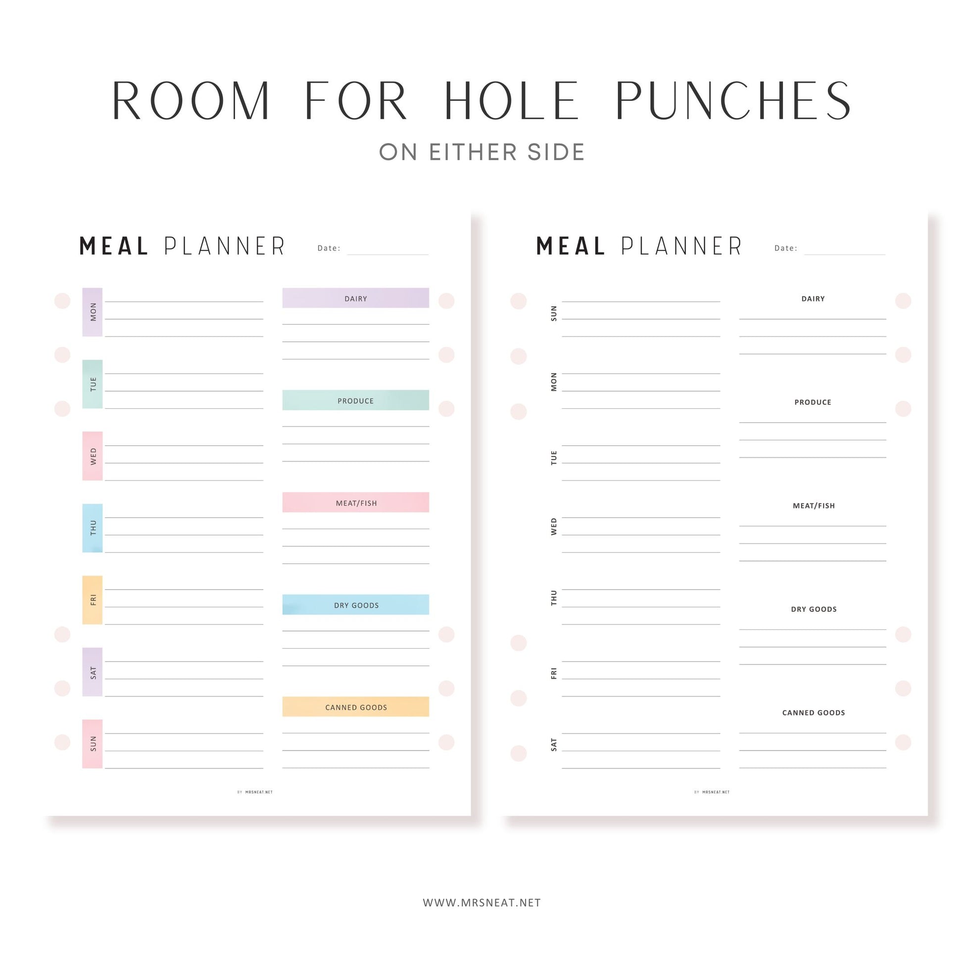 Fillable Weekly Meal Planner, PRINTABLE Journal Page, Food Planner Page, Printable Meal Plan Template, Weekly Meal Plan, Printable Meal Plan, Digital Planner, Printable Planner, A4, A5, Letter, Half Letter, 2 Colors, Sunday and Monday Start