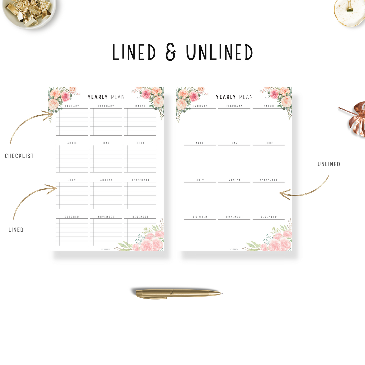 Floral Yearly Planner Printable