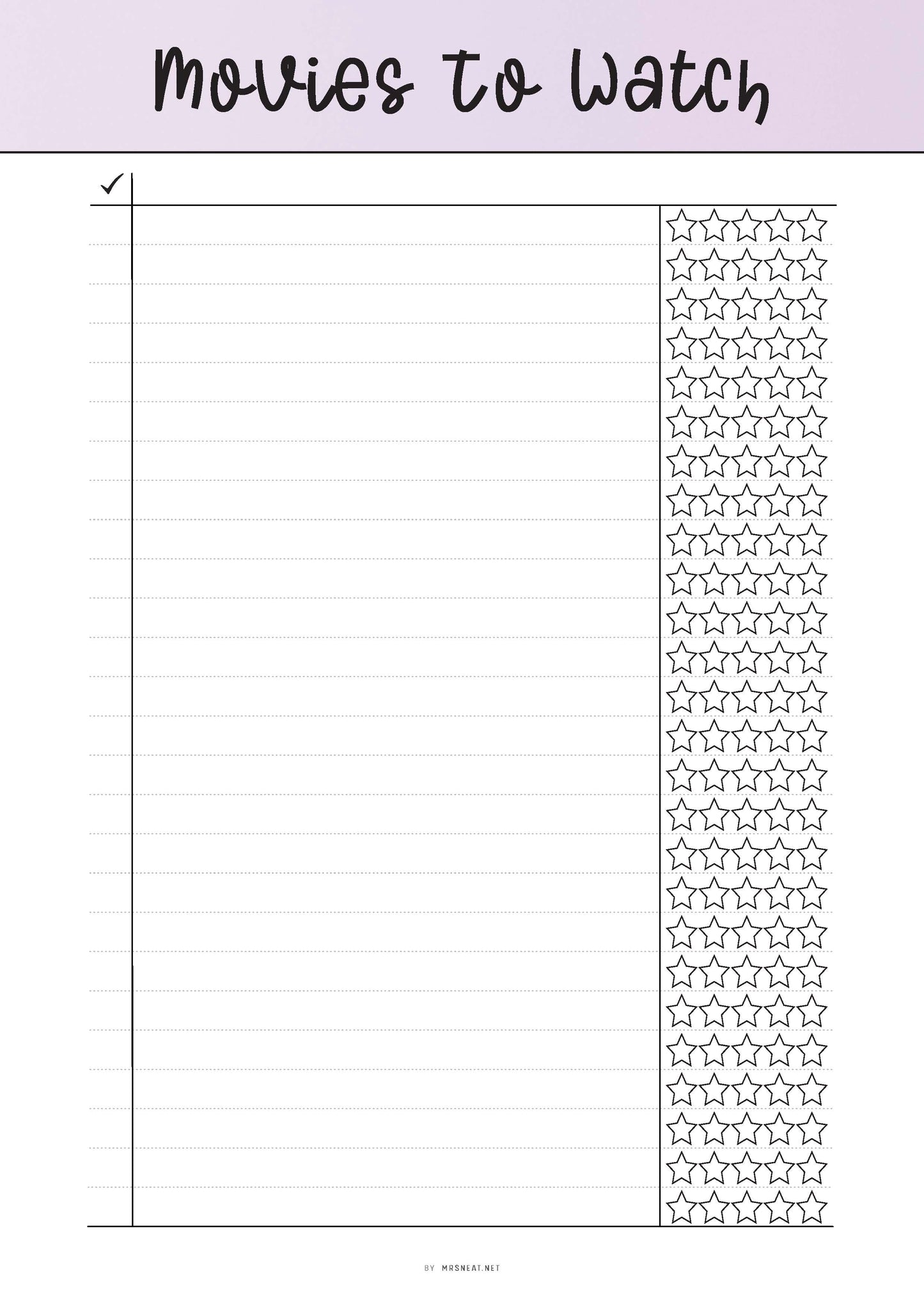 Printable Movies To Watch List - M374