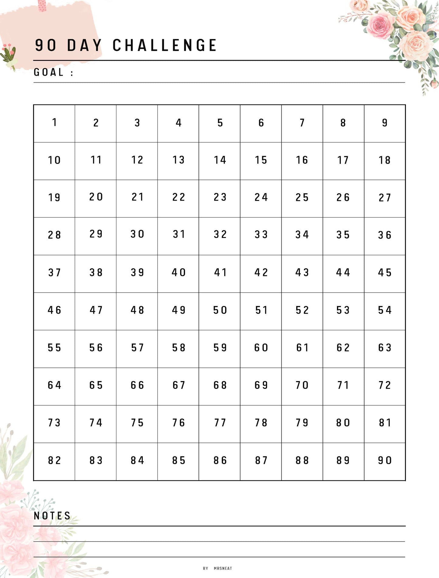 Fillable 90 day challenge printable, Habit Challenge, habit forming, Habit Tracker, Good Habit Journal, A4, A5, Half Letter, Letter, PDF