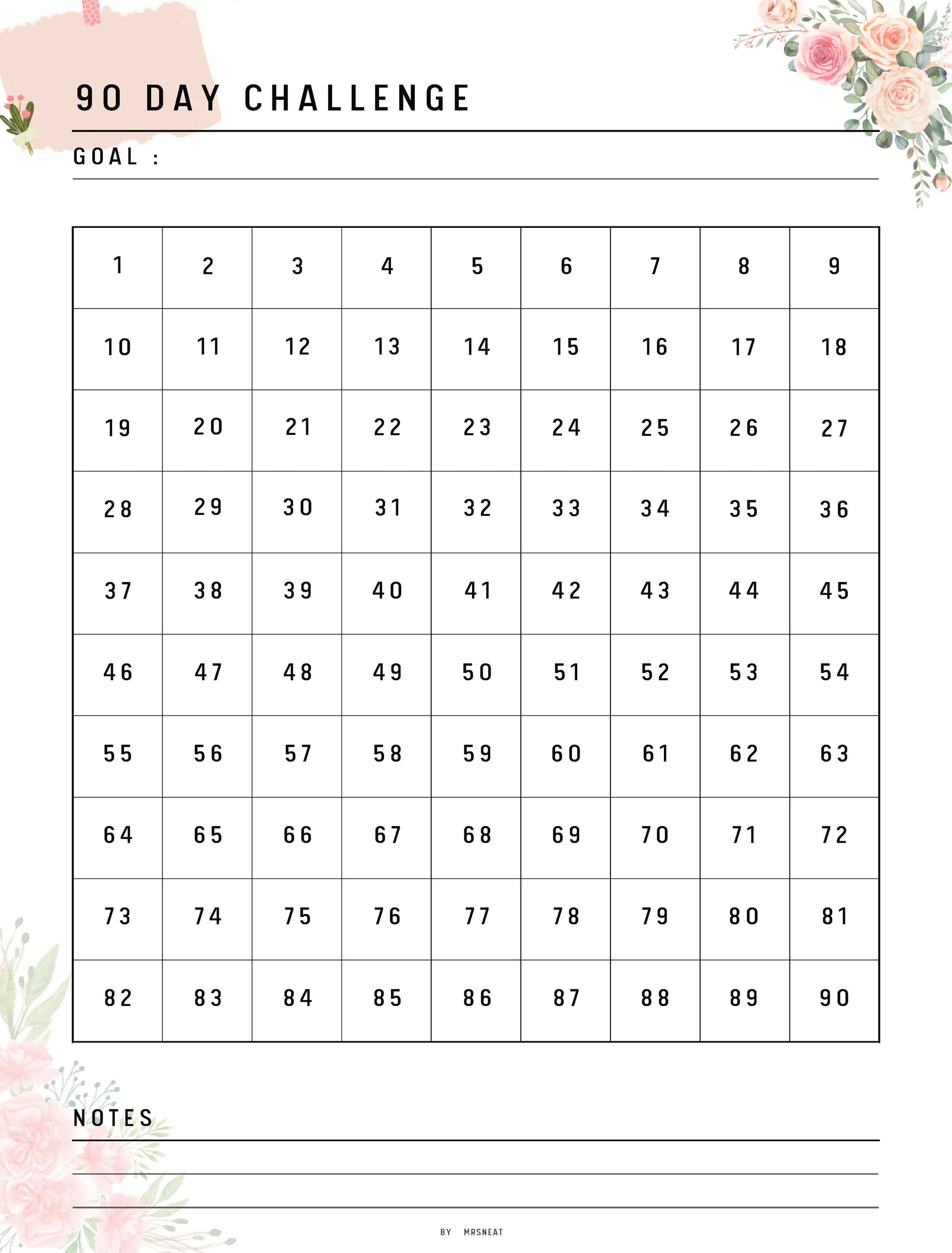 Fillable 90 day challenge printable, Habit Challenge, habit forming, Habit Tracker, Good Habit Journal, A4, A5, Half Letter, Letter, PDF