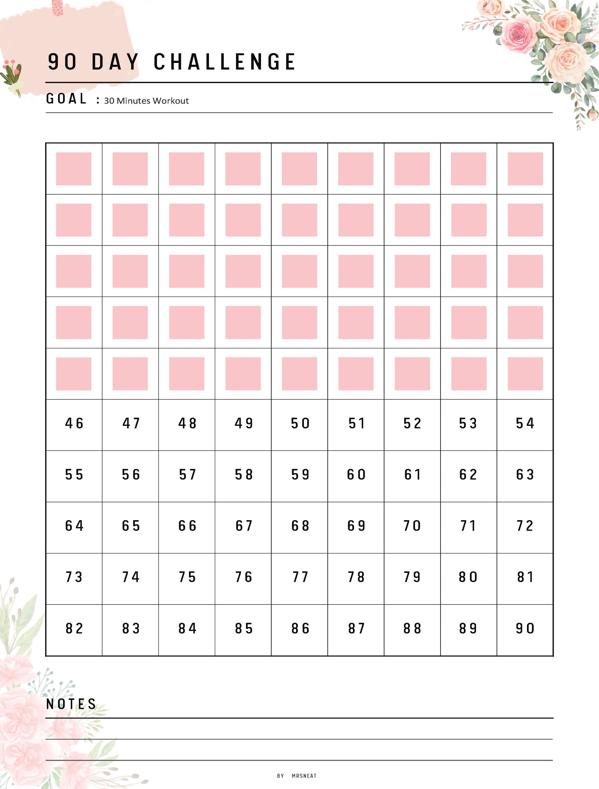 Fillable 90 day challenge printable, Habit Challenge, habit forming, Habit Tracker, Good Habit Journal, A4, A5, Half Letter, Letter, PDF