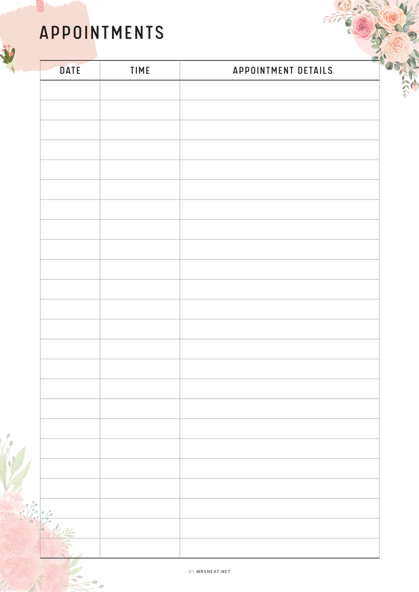 Fillable Appointment Tracker Printable, Appointment Tracker Template, Fillable Schedule Tracker, 2 Versions, PDF, A4/A5/Half Letter/Letter