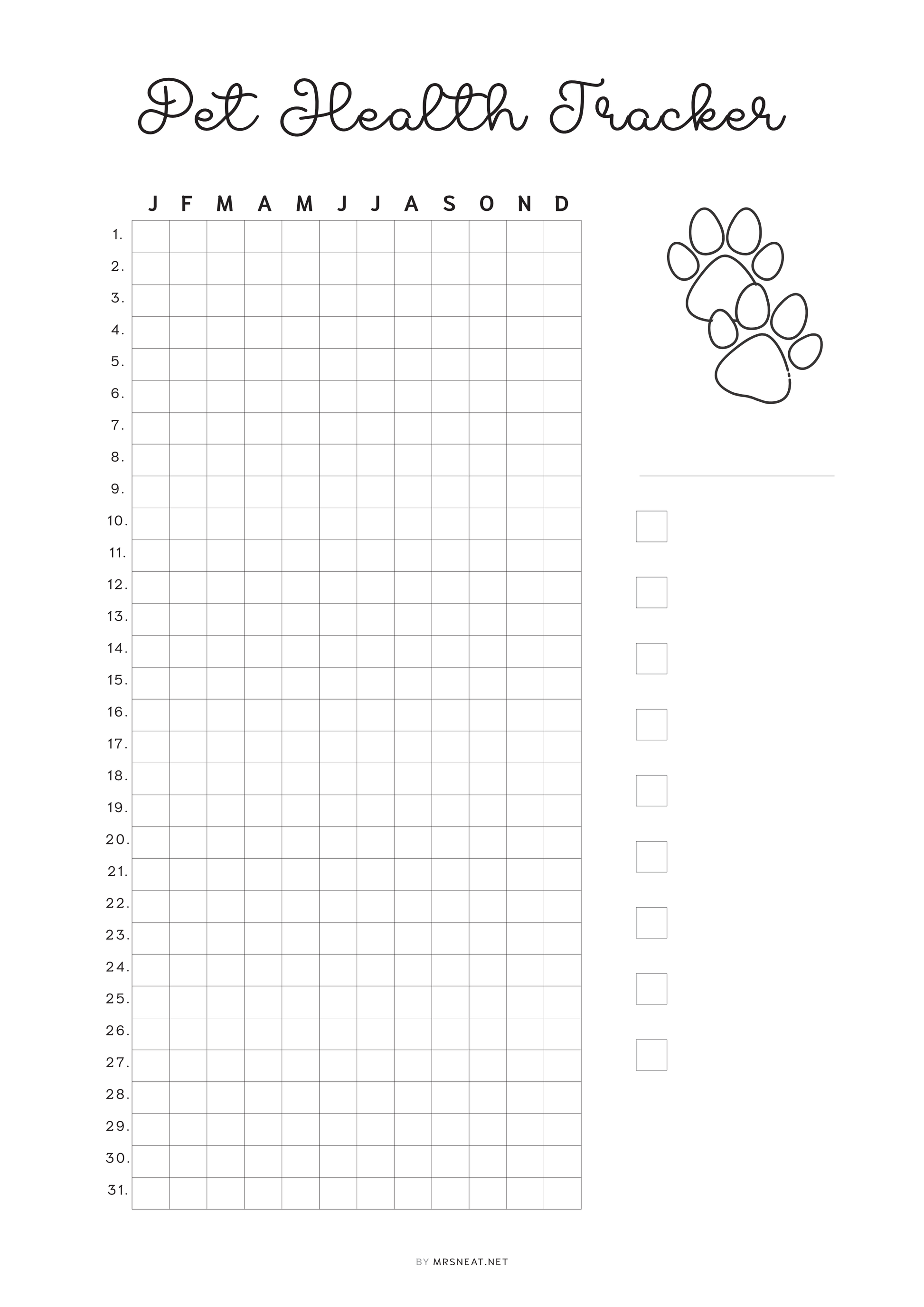 Pet Health Tracker, PRINTABLE Journal Page, Symptom Tracker, Pet Tracker, Track Pet Health, Dog Health, Cat Health, Sickness Tracker, Printable Planner, Digital Planner, 2 versions (Pre-filled and Blank), A4, A5, Letter, Half Letter