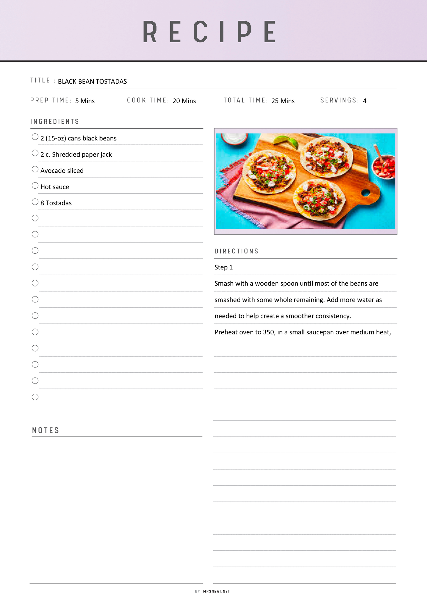 Recipe Page Printable, Recipe Page Template, Cooking Template, Recipe Card, Recipe Sheet, 2 Versions, A4/A5/Letter/Half Letter, 6 Colors