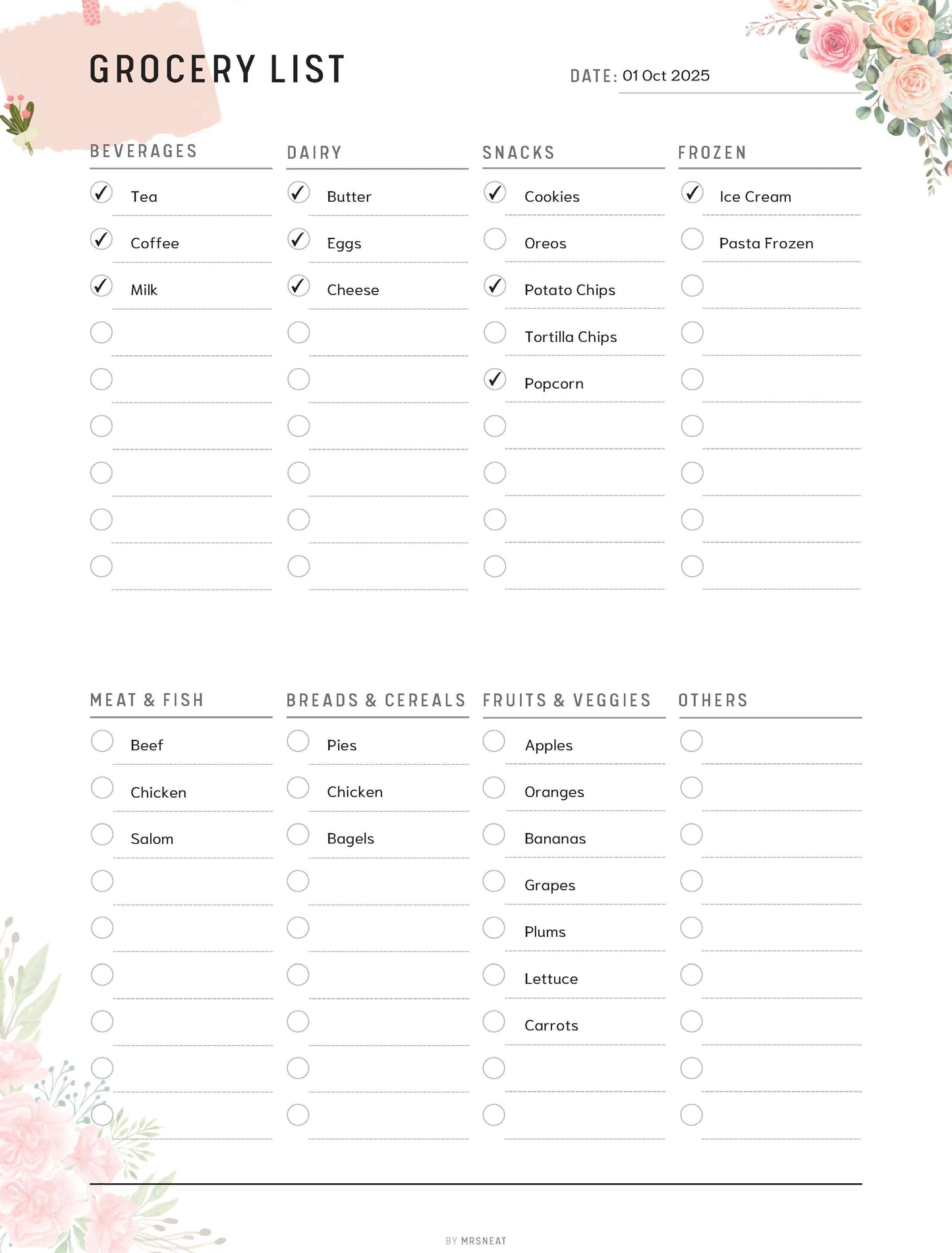 Grocery List and Weekly Meal Planner Printable