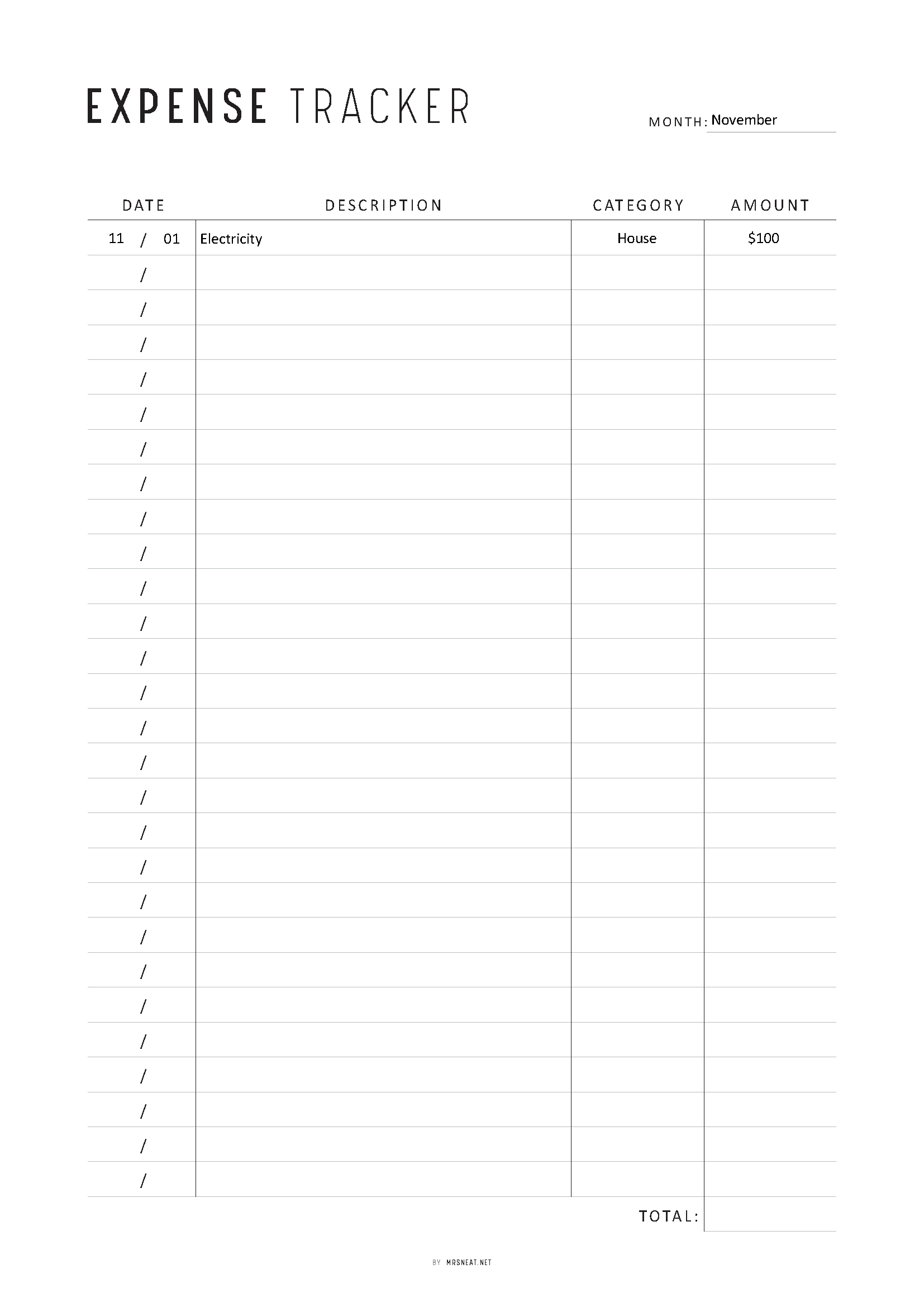 Expense Tracker Printable, Spending Tracker, Fillable Expense Log, Purchase Log, Budget Template, 2 Colors, A4, A5, Letter, Half Letter, PDF