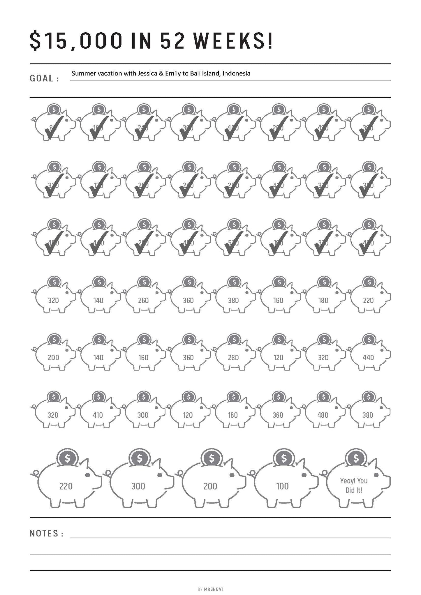 15K Saving Challenge Printable, 52 Week Savings Challenge, Saving Tracker, Budget Tracker, Save 15K Challenge, A4, A5, Letter, Half Letter