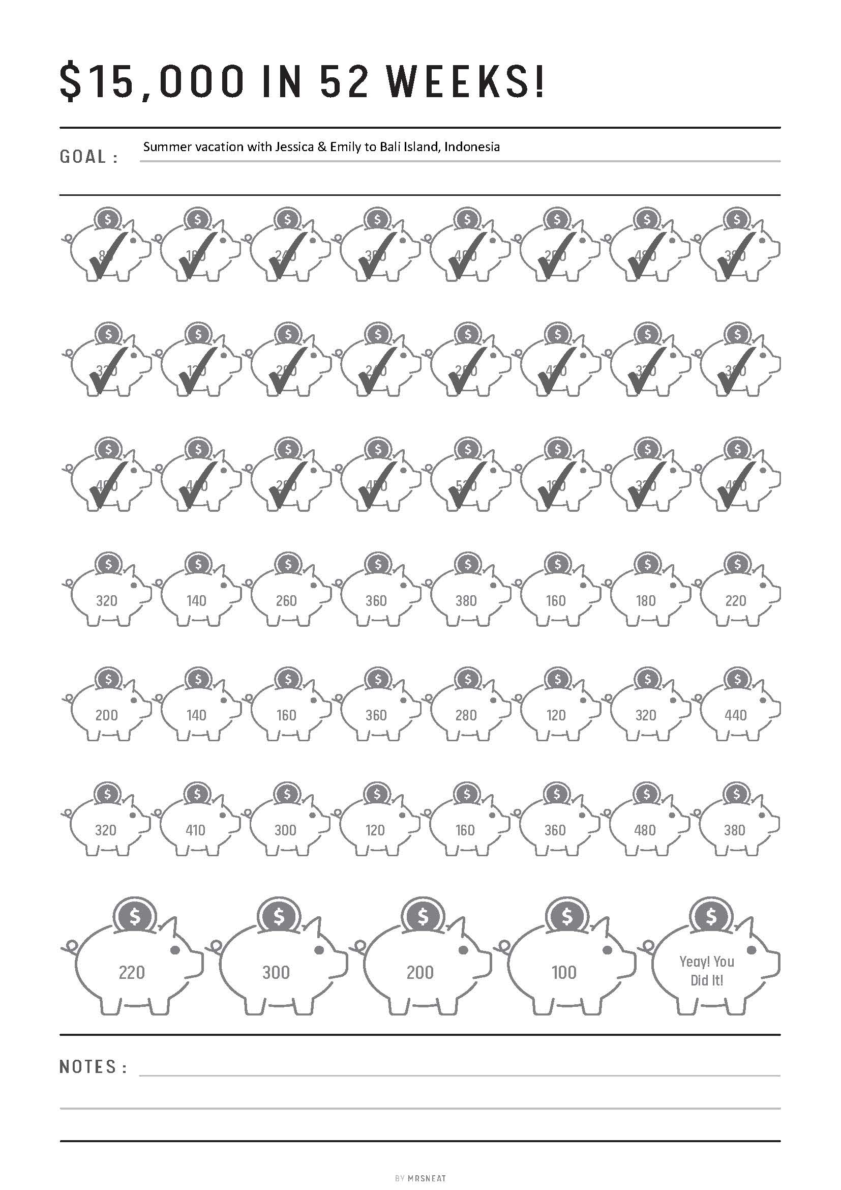 15K Saving Challenge Printable, 52 Week Savings Challenge, Saving Tracker, Budget Tracker, Save 15K Challenge, A4, A5, Letter, Half Letter