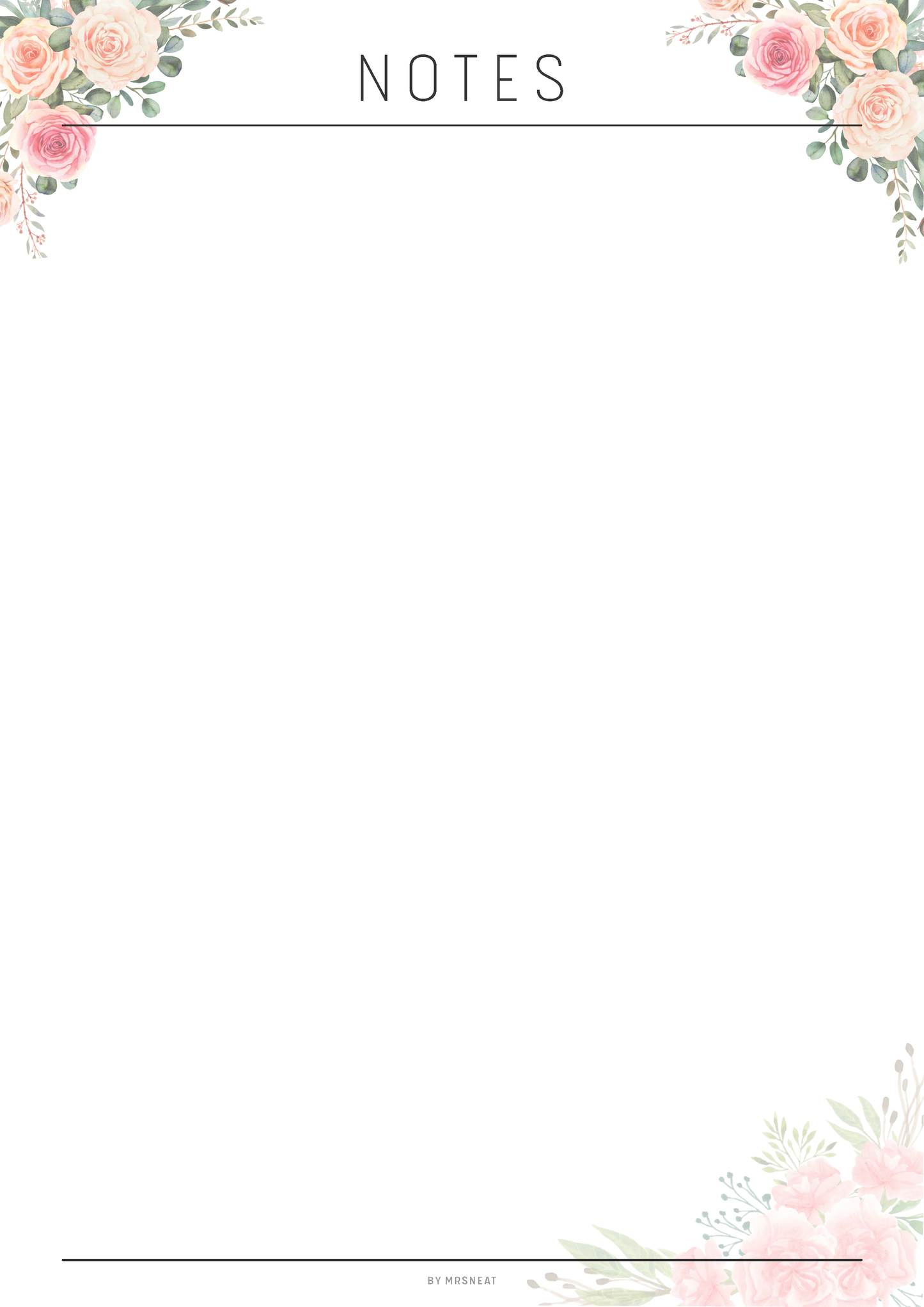 Floral decorative notepad with 'NOTES' text at the top