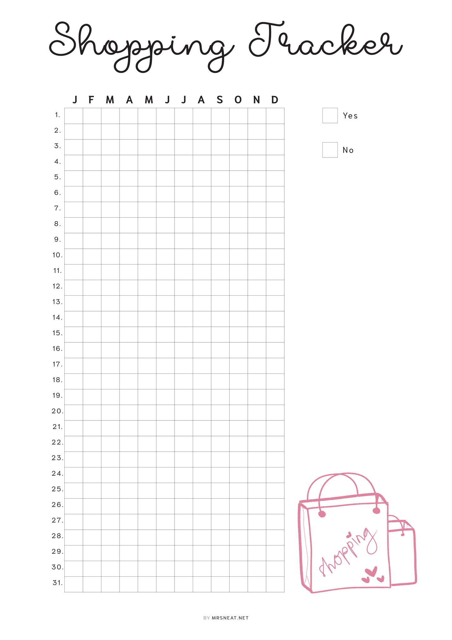 Shopping Tracker Printable PDF, A4, A5, Letter, Half Letter, Pre-filled, Blank Planner, Minimalist Shopping Tracker, Digital Shopping Tracker