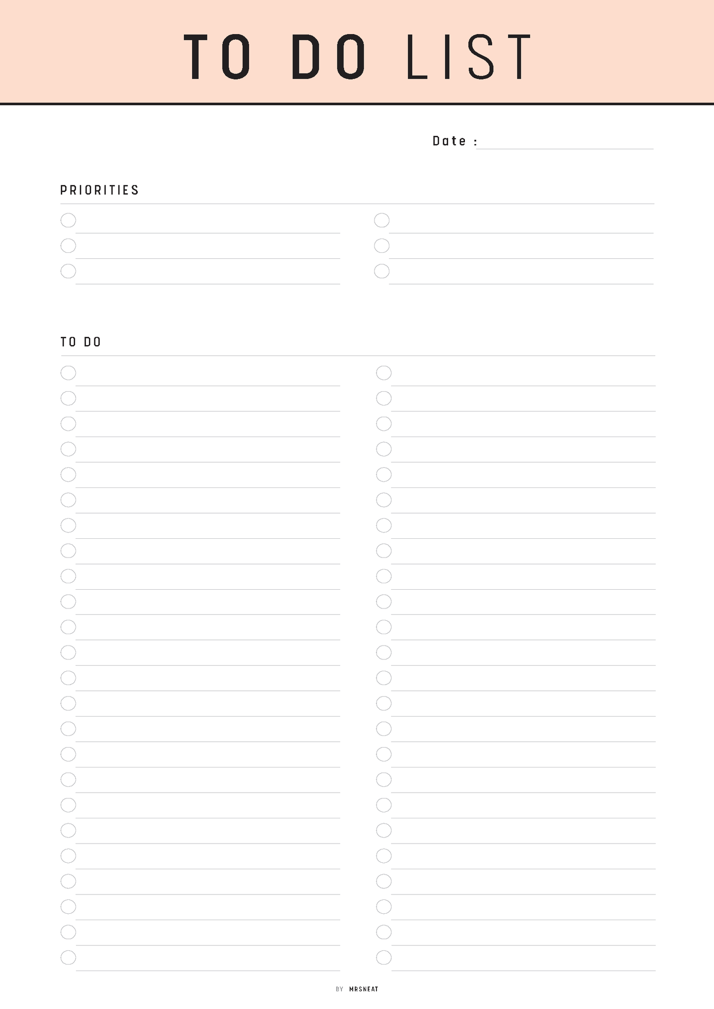 Blank to-do list with 'To Do List' at the top on a white background