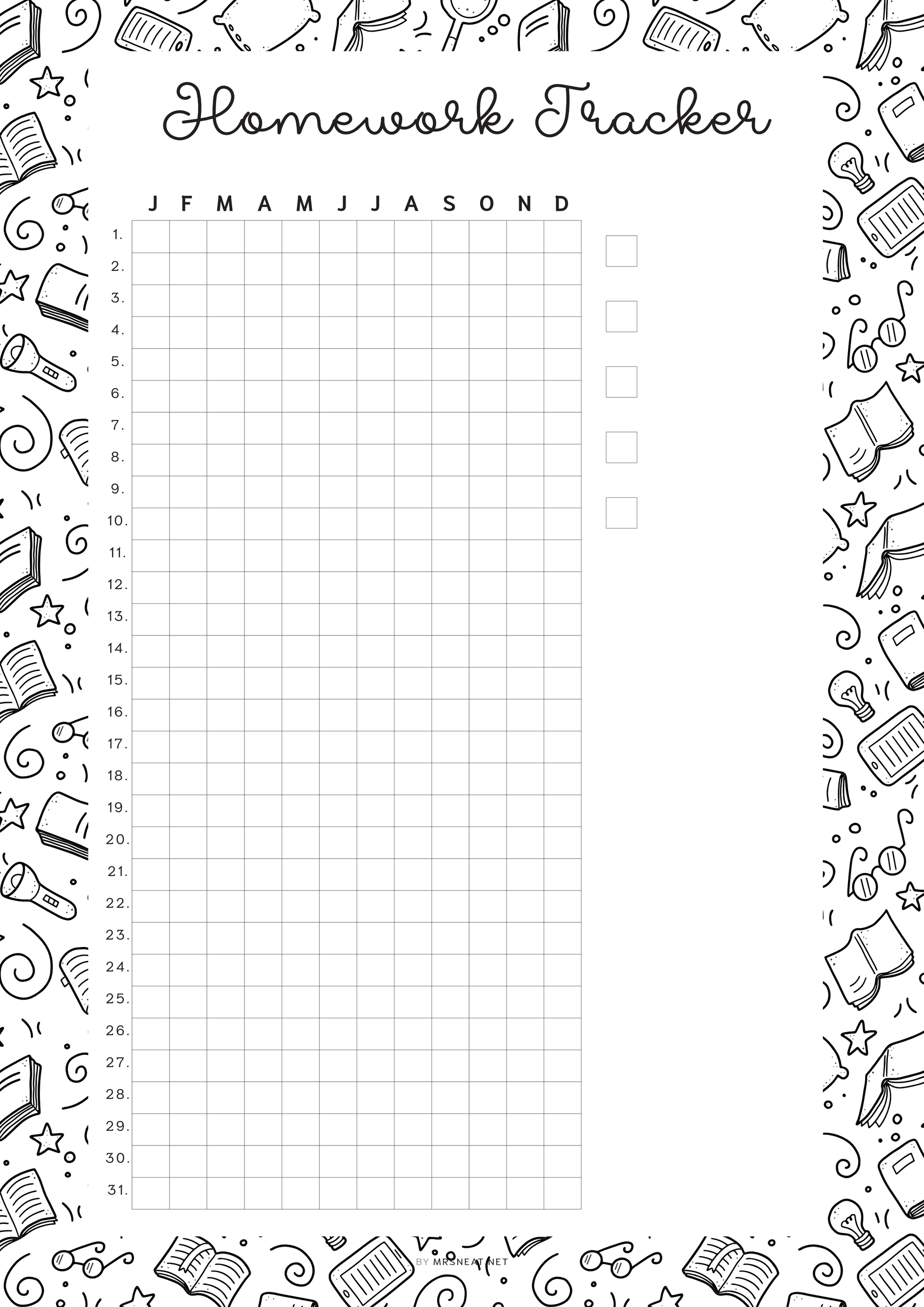 Homework Tracker, PRINTABLE Journal Page, Student Journal, Student Planner Page, Student Agenda, Assignment Tracker, Track Homework, Digital Planner, Printable Planner, A4, A5, Letter, Half Letter