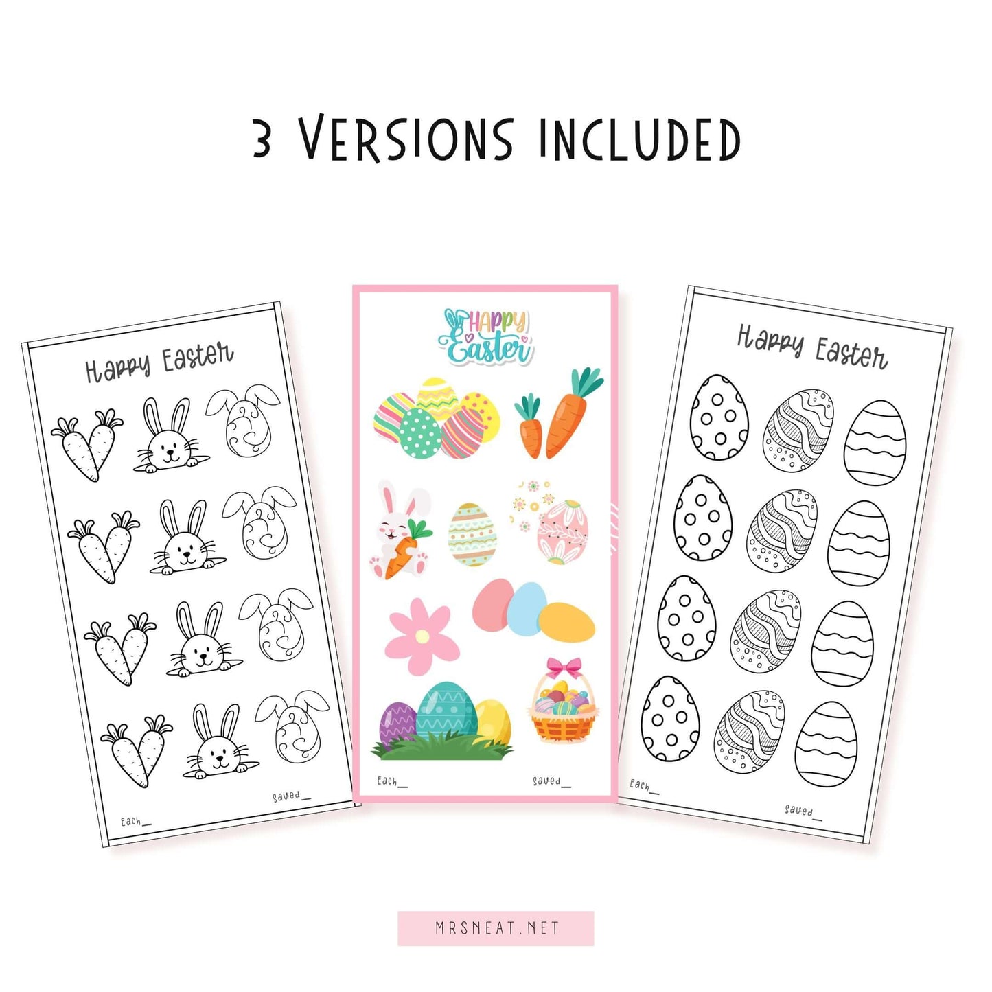 A6 Easter Saving Challenge Printable, Colorful, Multicolor, 3 Versions, PDF, Instant Download