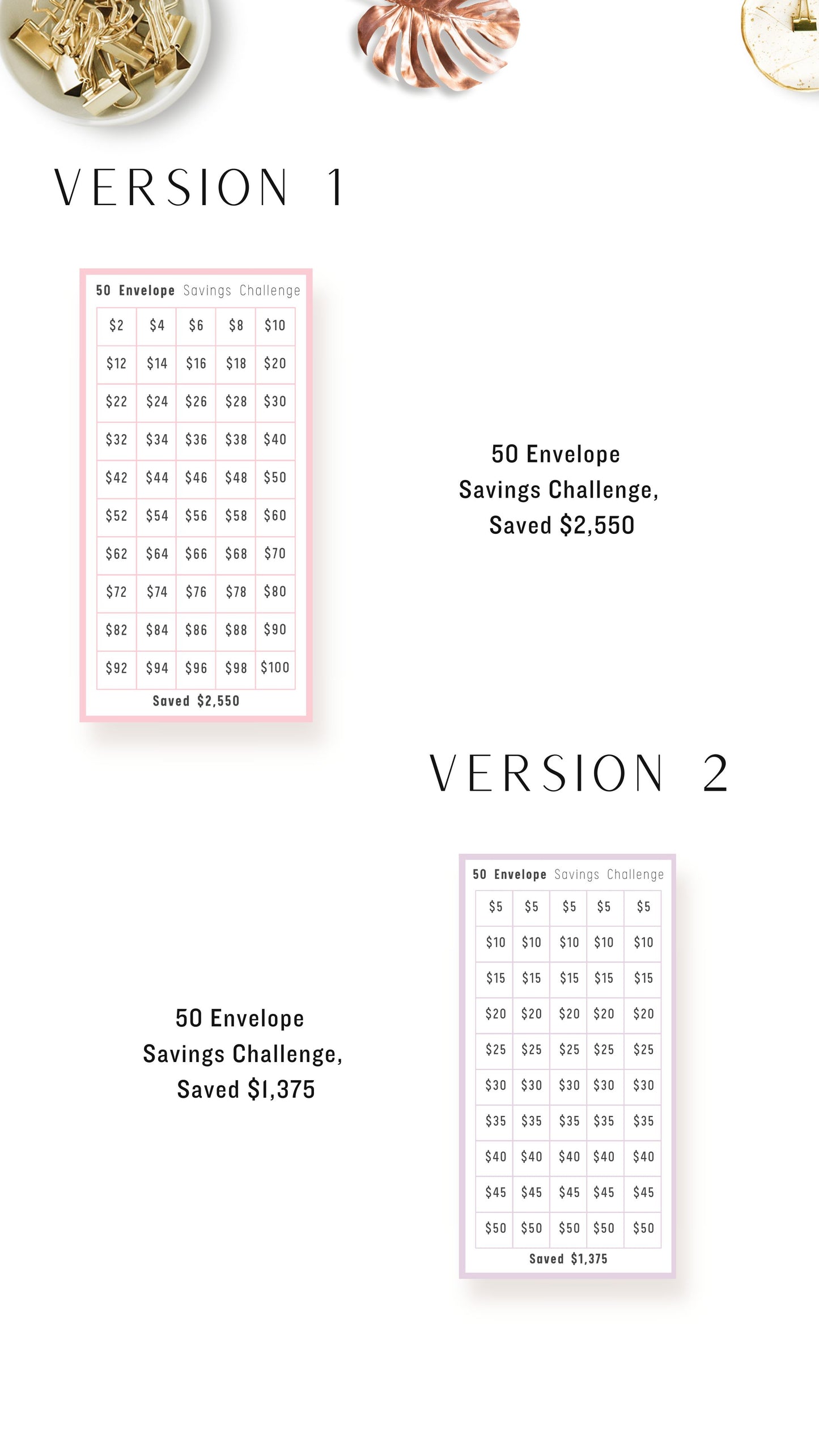 Envelope Mini Saving Challenge Printable