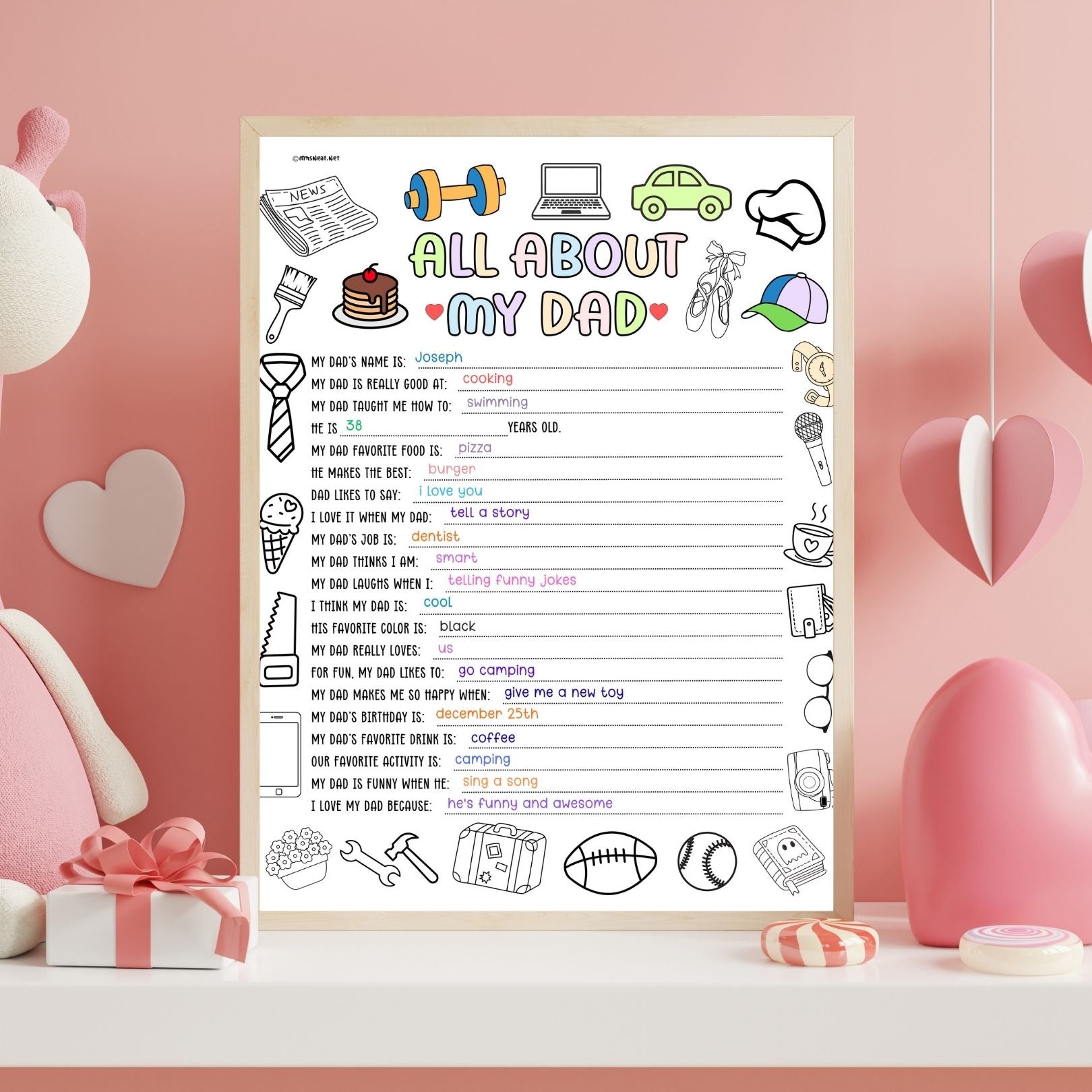 Colorful All About My Dad Printable US Letter