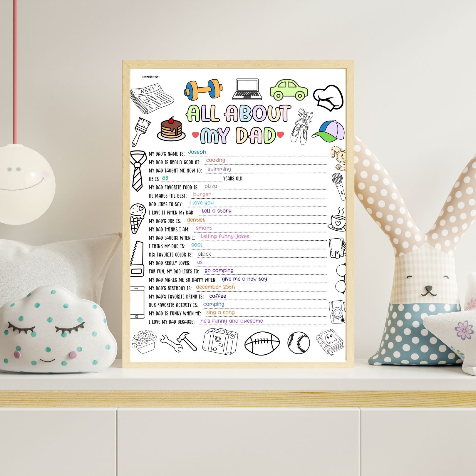 Cute Printable All About My Dad for Fathers Day