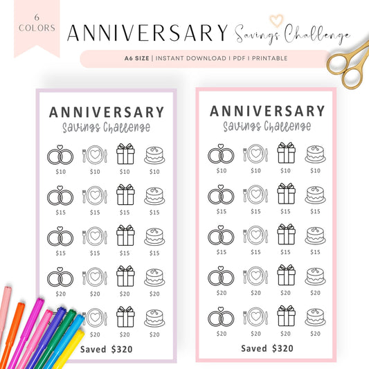 Anniversary Savings Challenge Printable A6