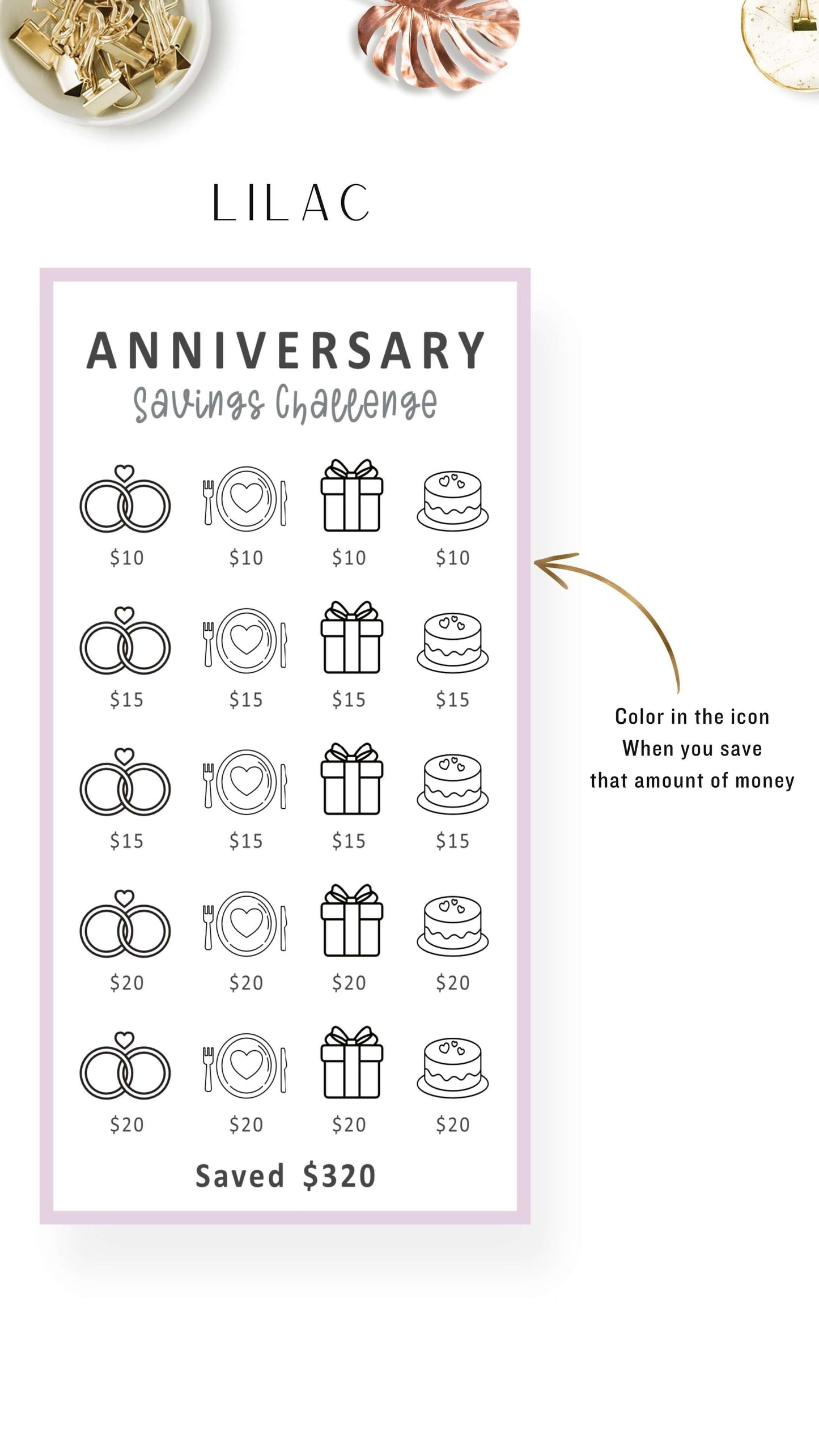 Anniversary Fund A6 Mini Savings Challenge Printable