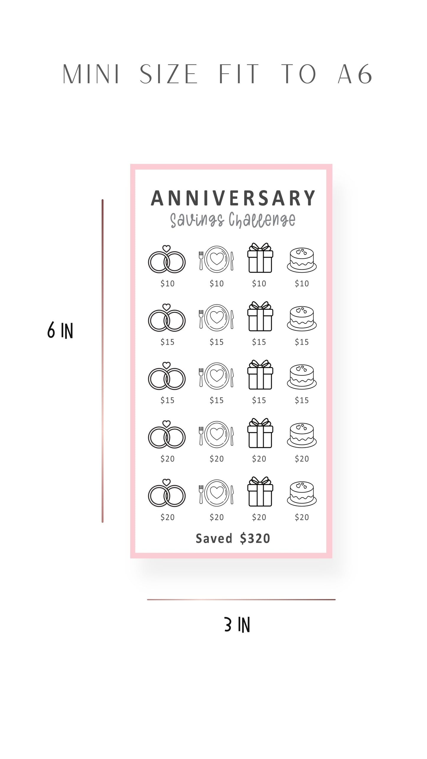 Anniversary Savings Challenge Printable A6