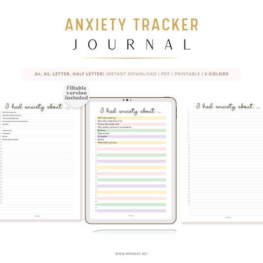 Anxiety Trigger Tracker, PRINTABLE Journal Page, Mental Health, Anxiety Tracker, Habit Tracker, Anxiety Journal, Anxiety Worksheet, I had anxiety about, Anxiety tracker journal page, Digital Planner, PDF Fillable, Printable Planner, A4, A5, Letter, Half Letter