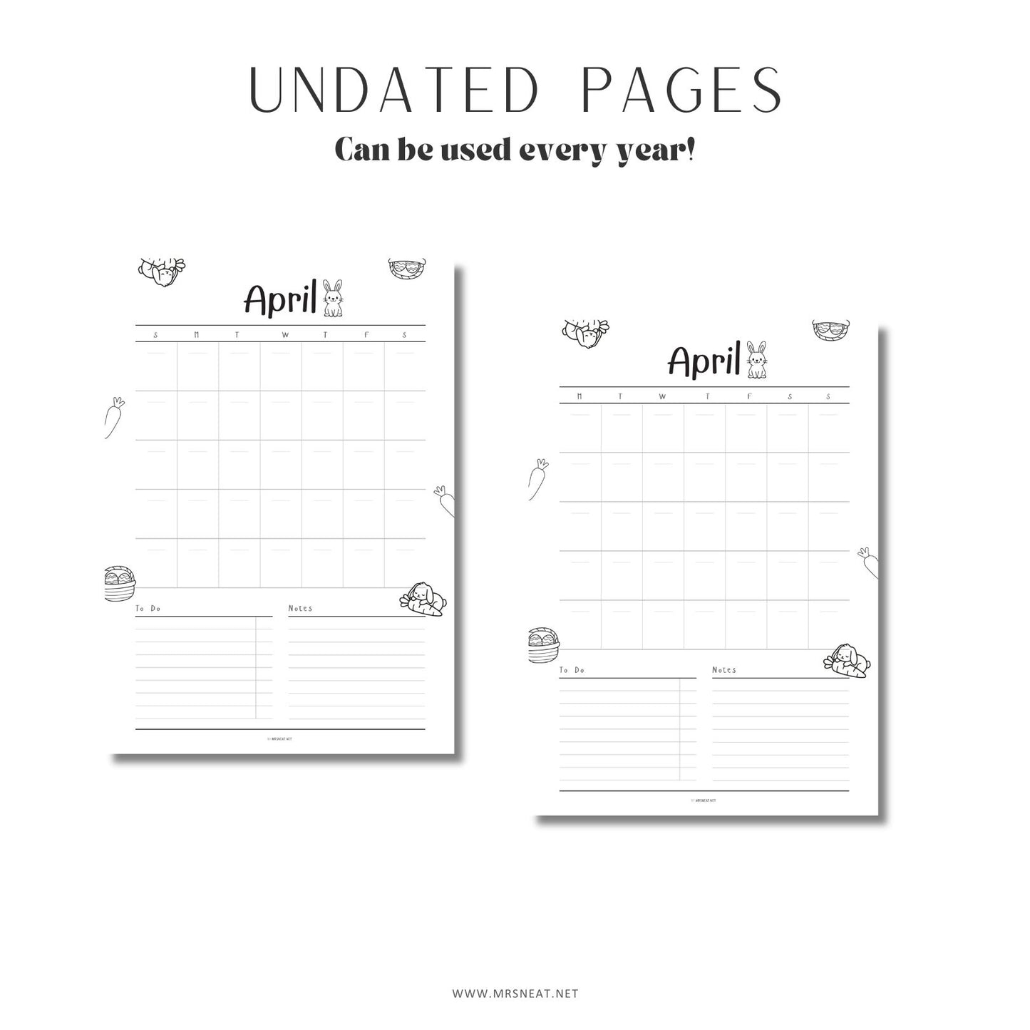 April Journal Bundle, Minimalist Design, 9 pages, A4 & A5 size
