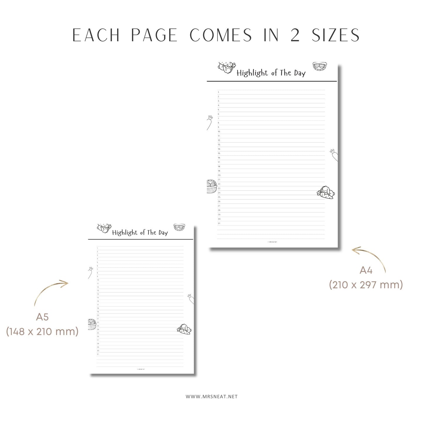 April Journal Bundle, Minimalist Design, 9 pages, A4 & A5 size