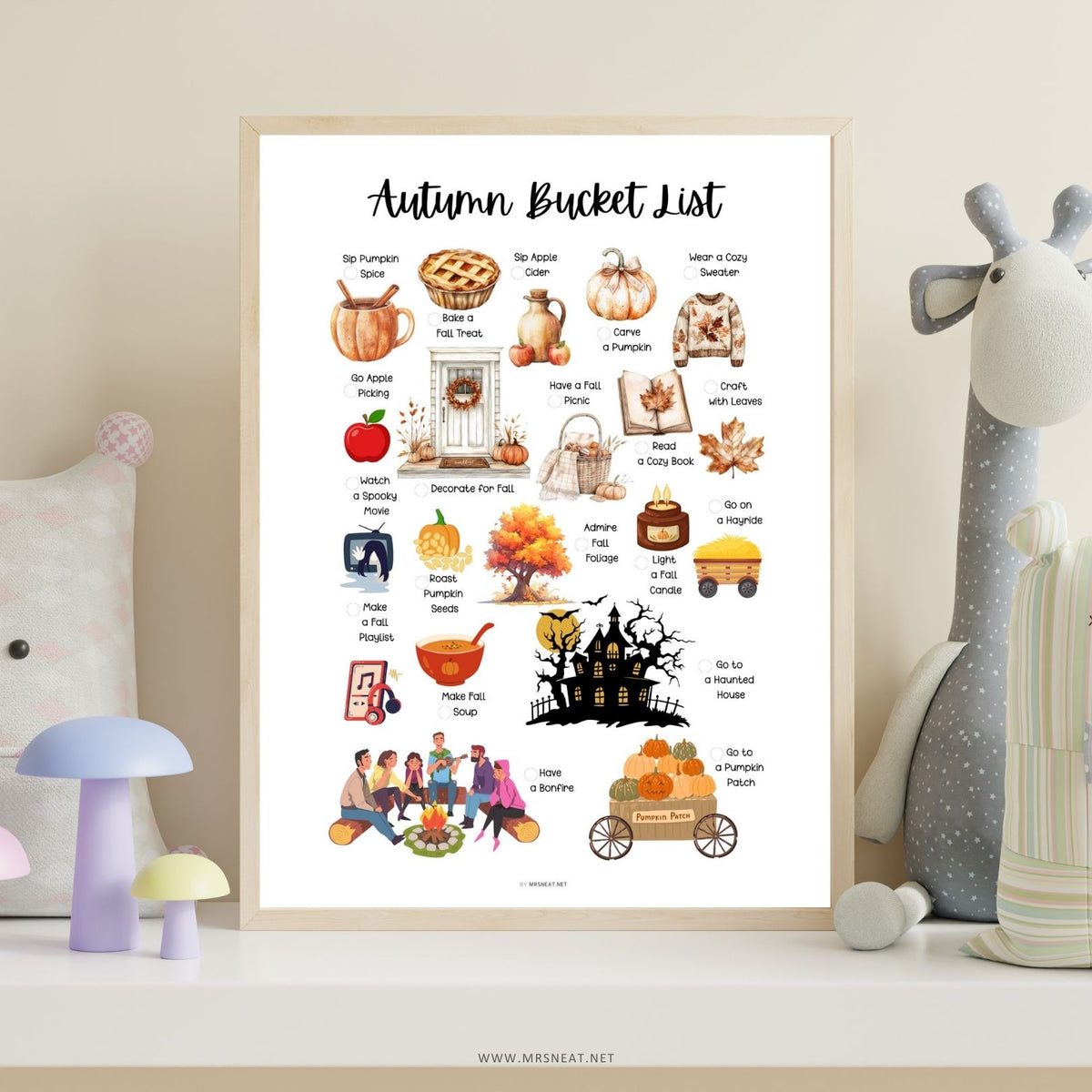 Cozy autumn activities bucket list printable for seasonal planning