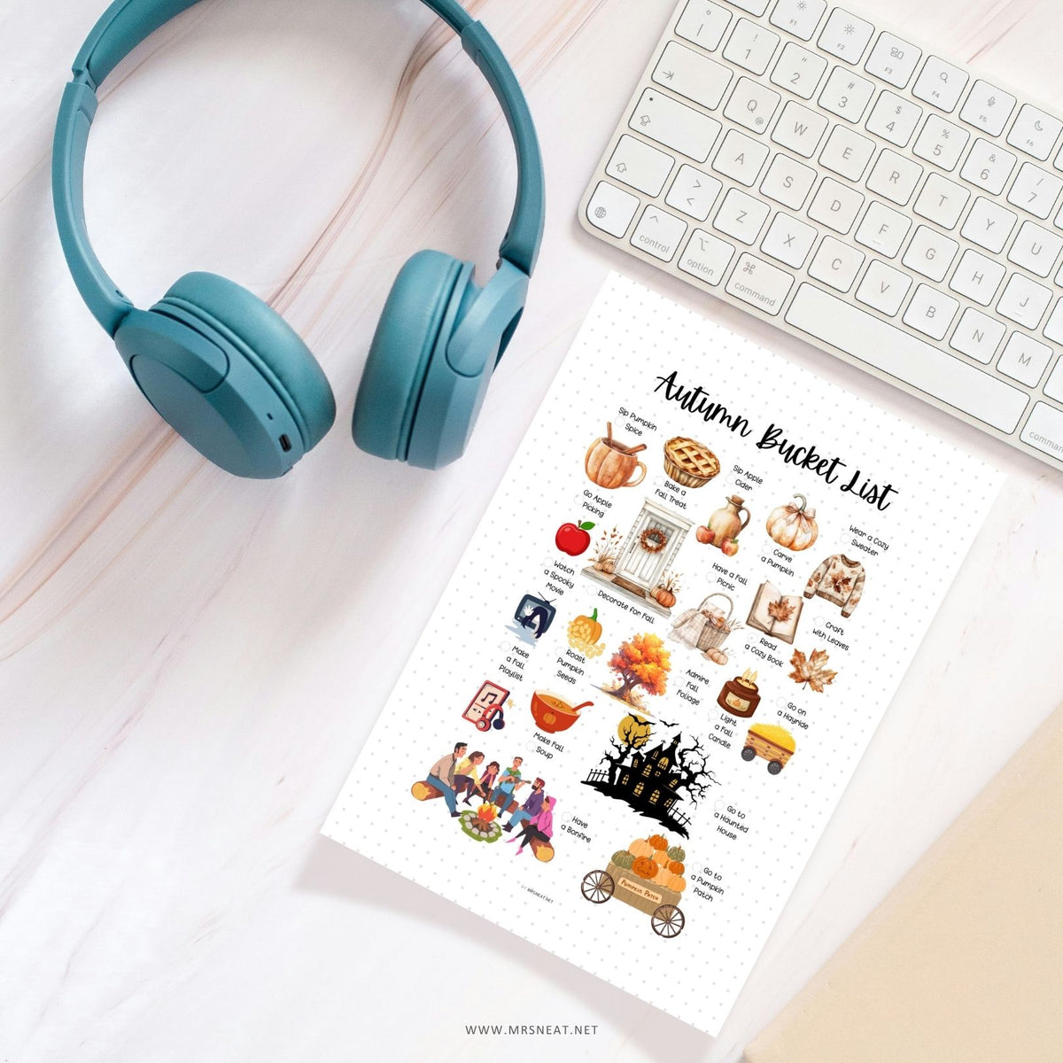 Autumn bucket list printable lifestyle planner for enjoying the fall season
