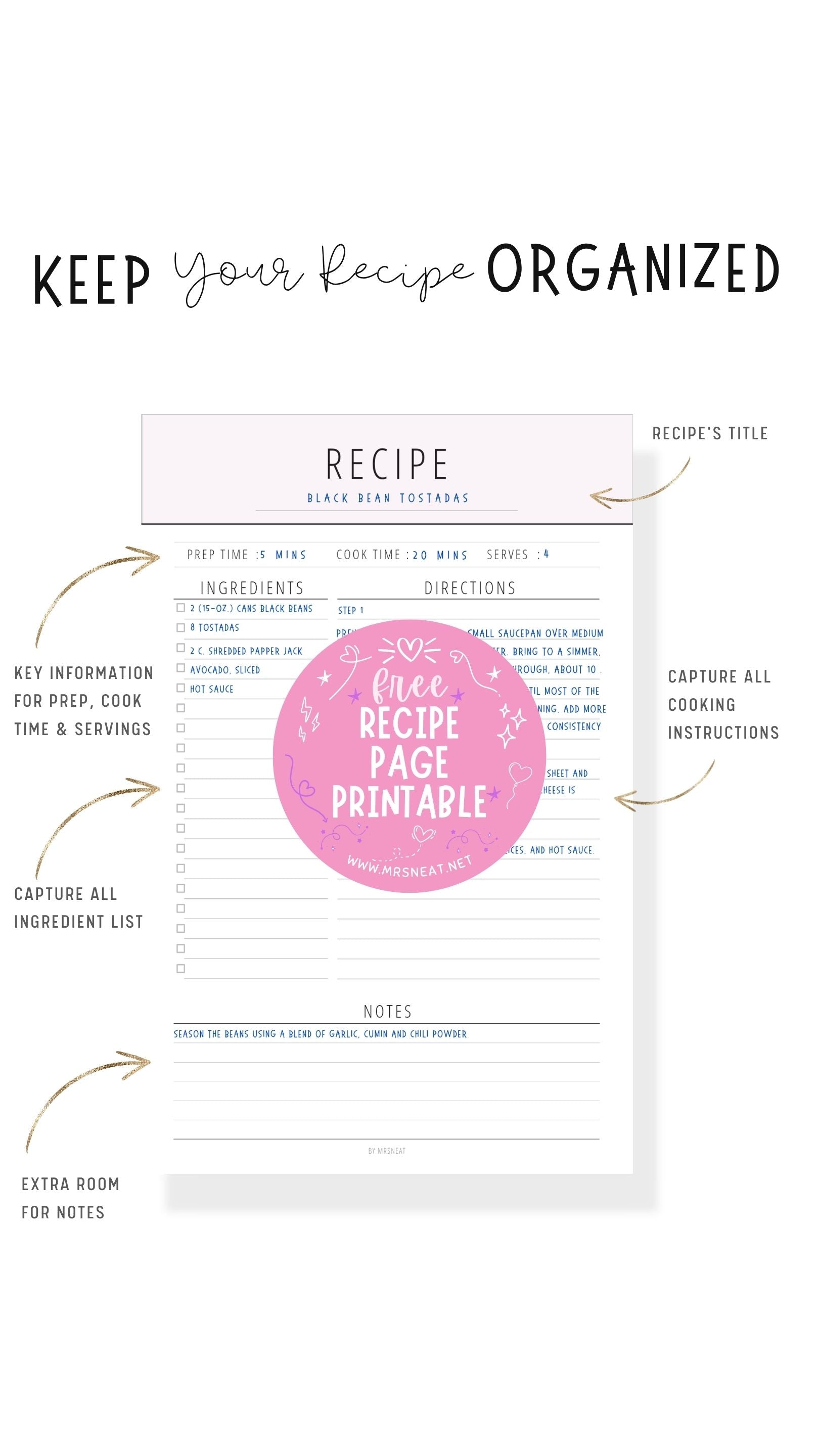 Free Beautiful Editable Recipe Card Template Printable