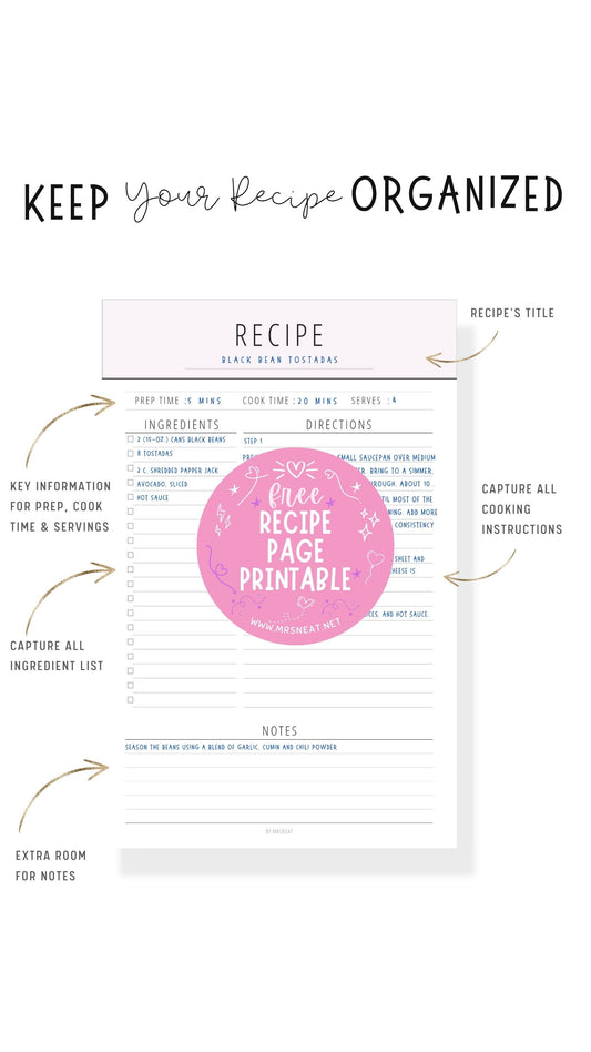 Free Beautiful Editable Recipe Card Template Printable