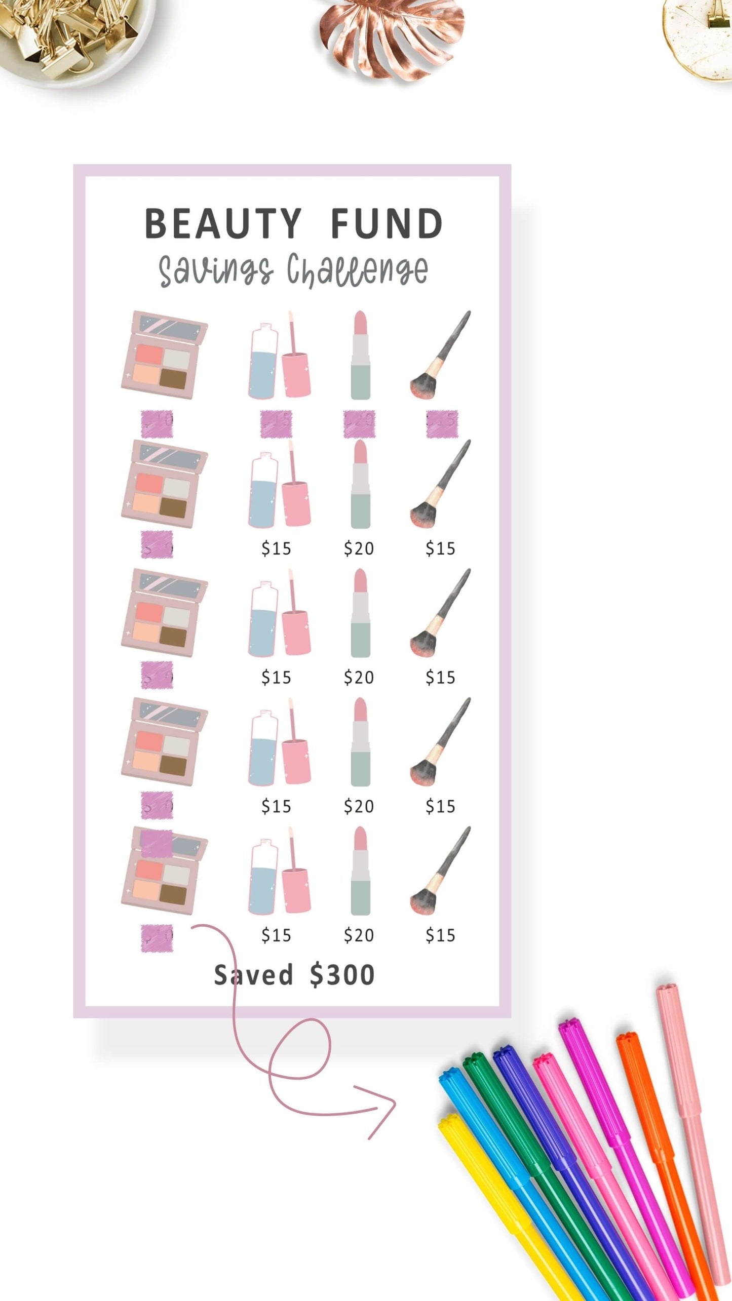 A6 Mini Savings Challenge Beauty Fund