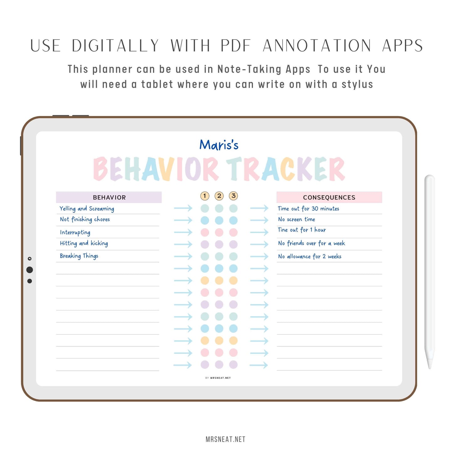 Editable Behavior Chart Template PDF, Landscape, A4, Letter, Fillable PDF, Digital Planner, Printable Planner, Pre-filled & Blank version