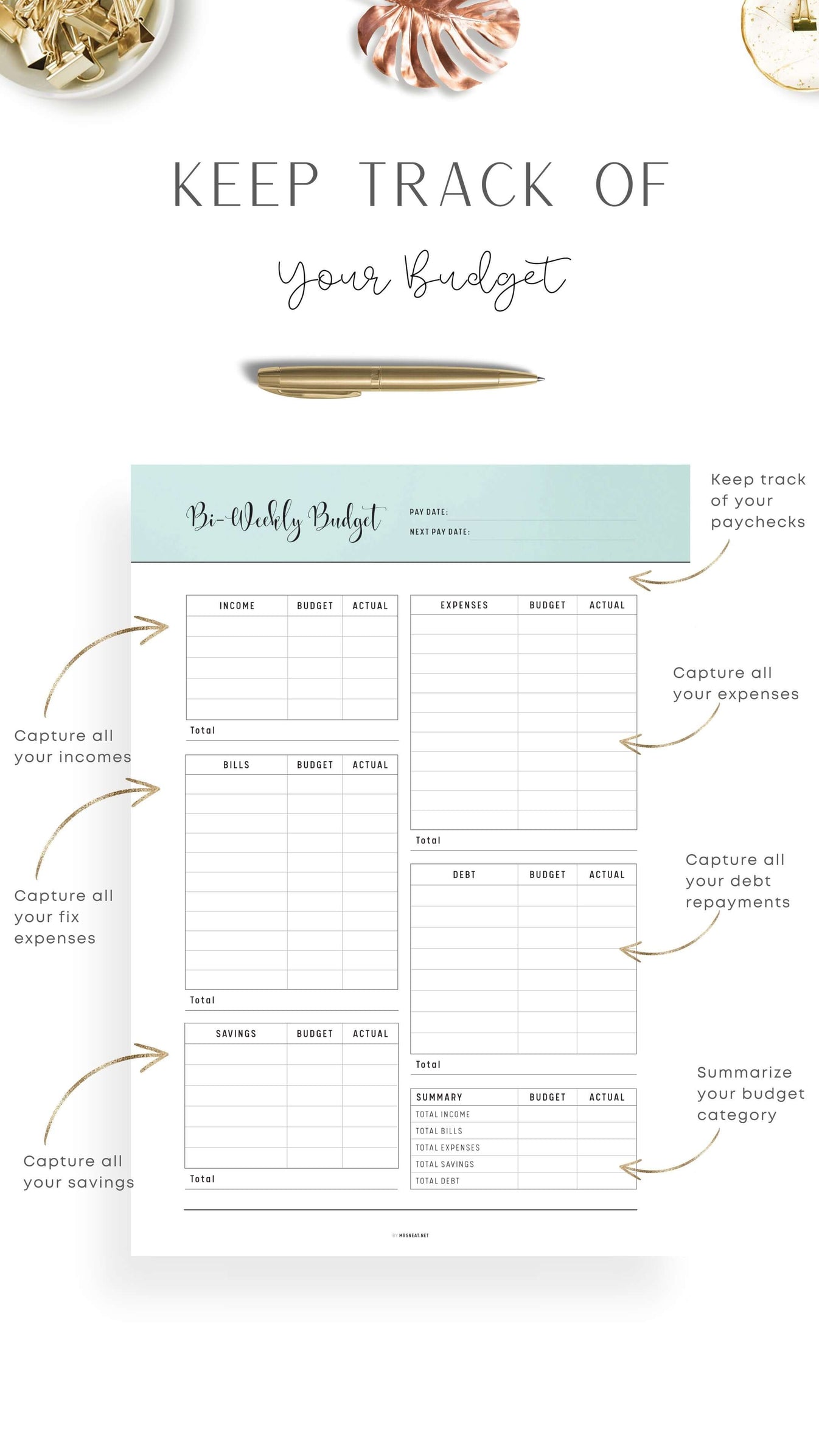 Bi-Weekly Budget Template Printable – mrsneat Bi-Weekly Budget Template Printable – mrsneat