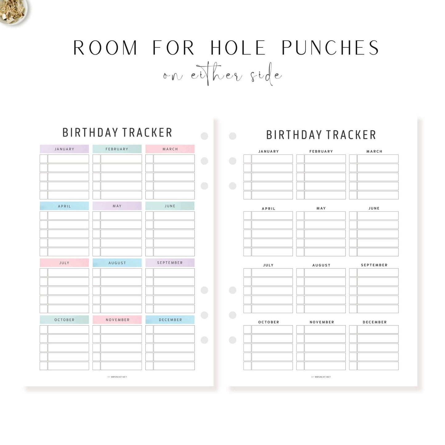 Aesthetic Birthday Tracker Printable, Editable PDF, 2 color options