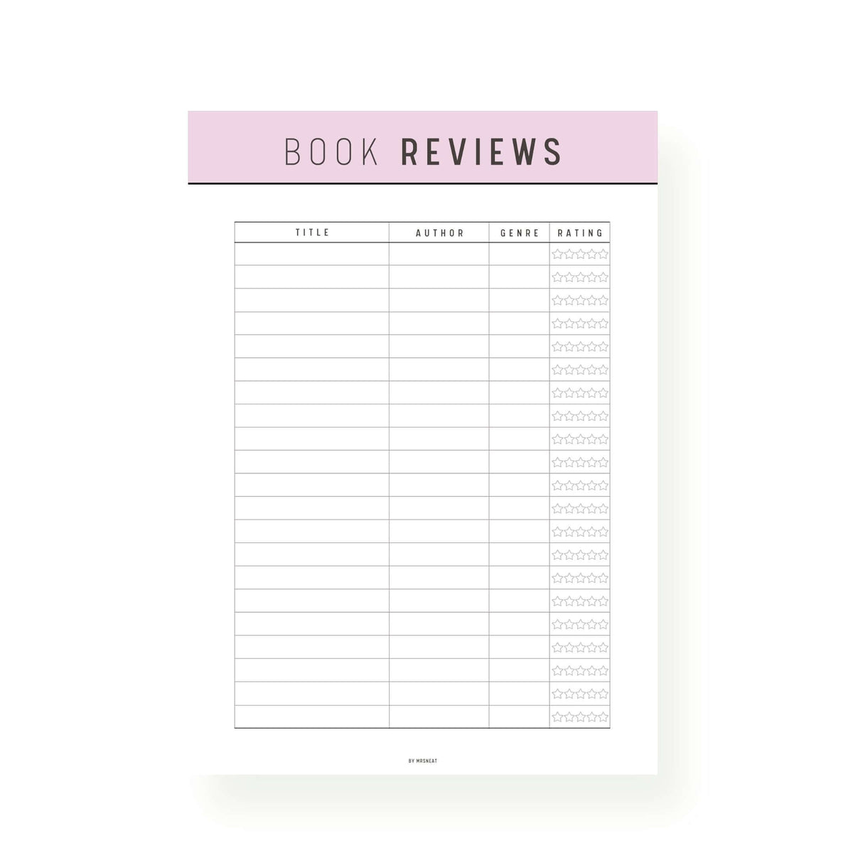 Book Reviews Template - M232 – mrsneat