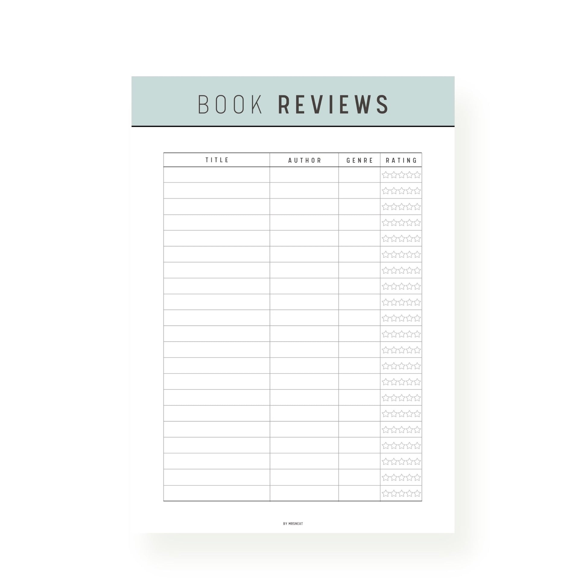 Green Book Review Template Printable