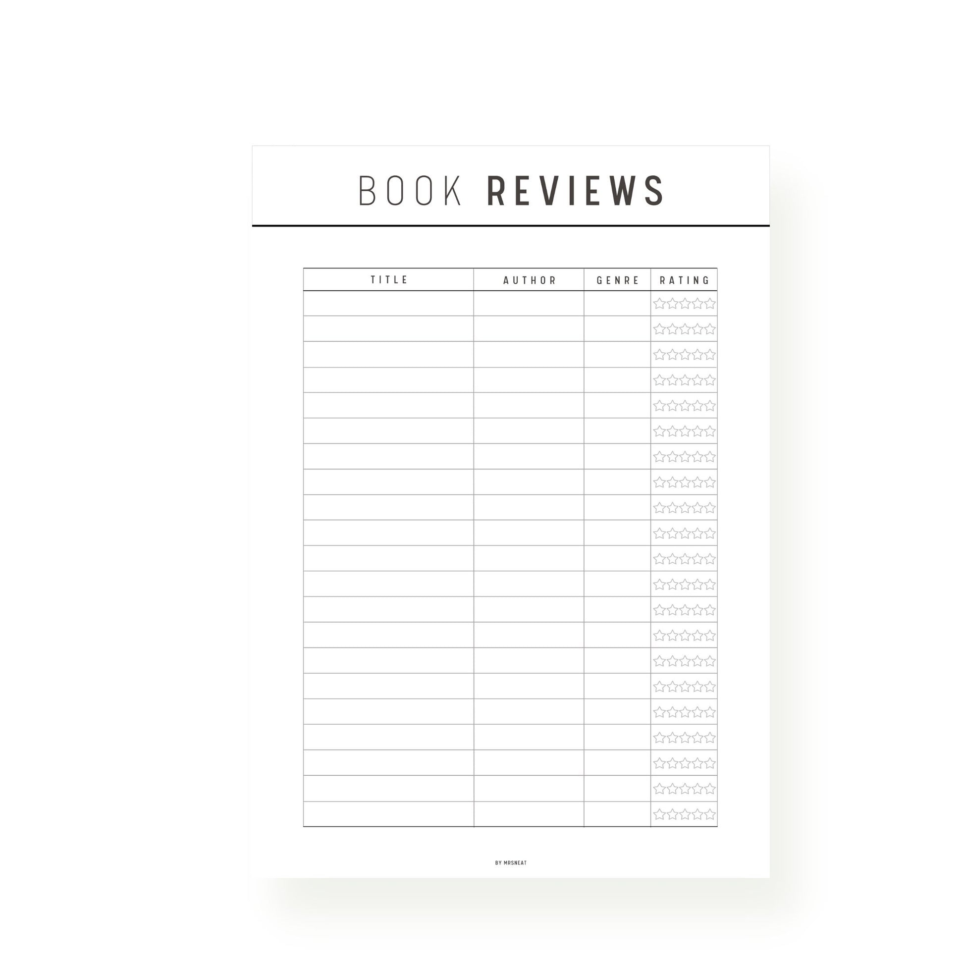Neutral Book Review Template Printable