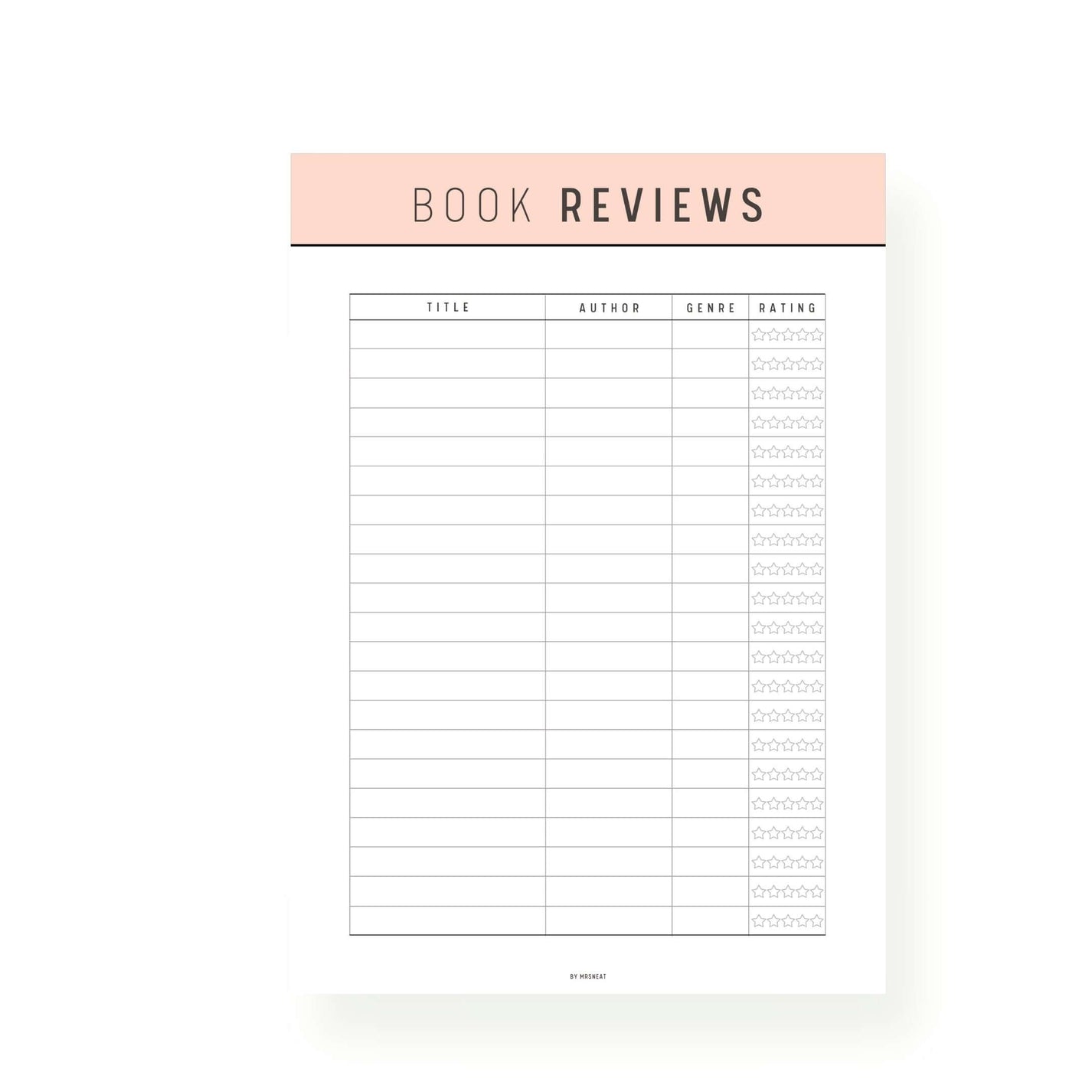 Book Reviews Template Mrsneat