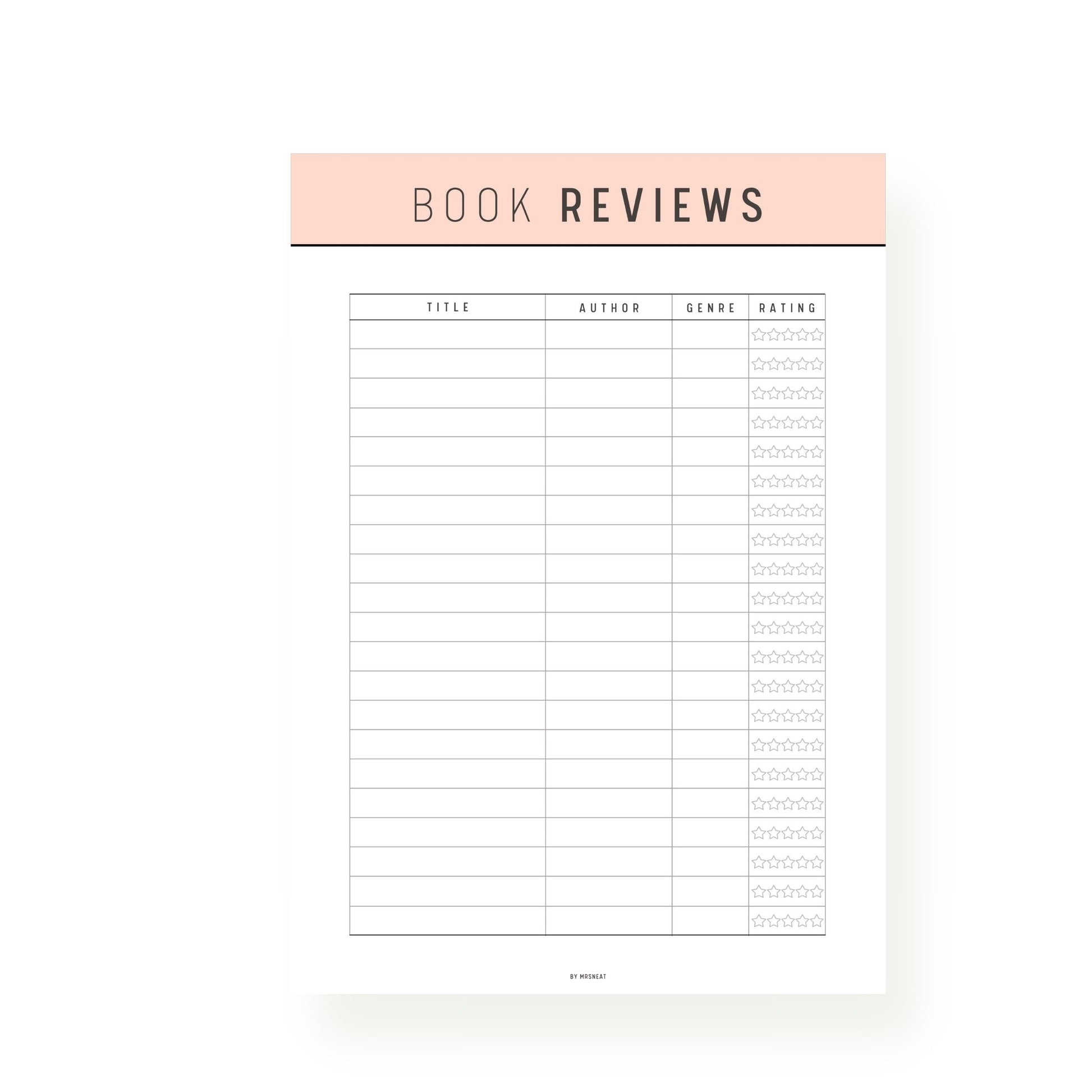 Orange Book Review Template Printable