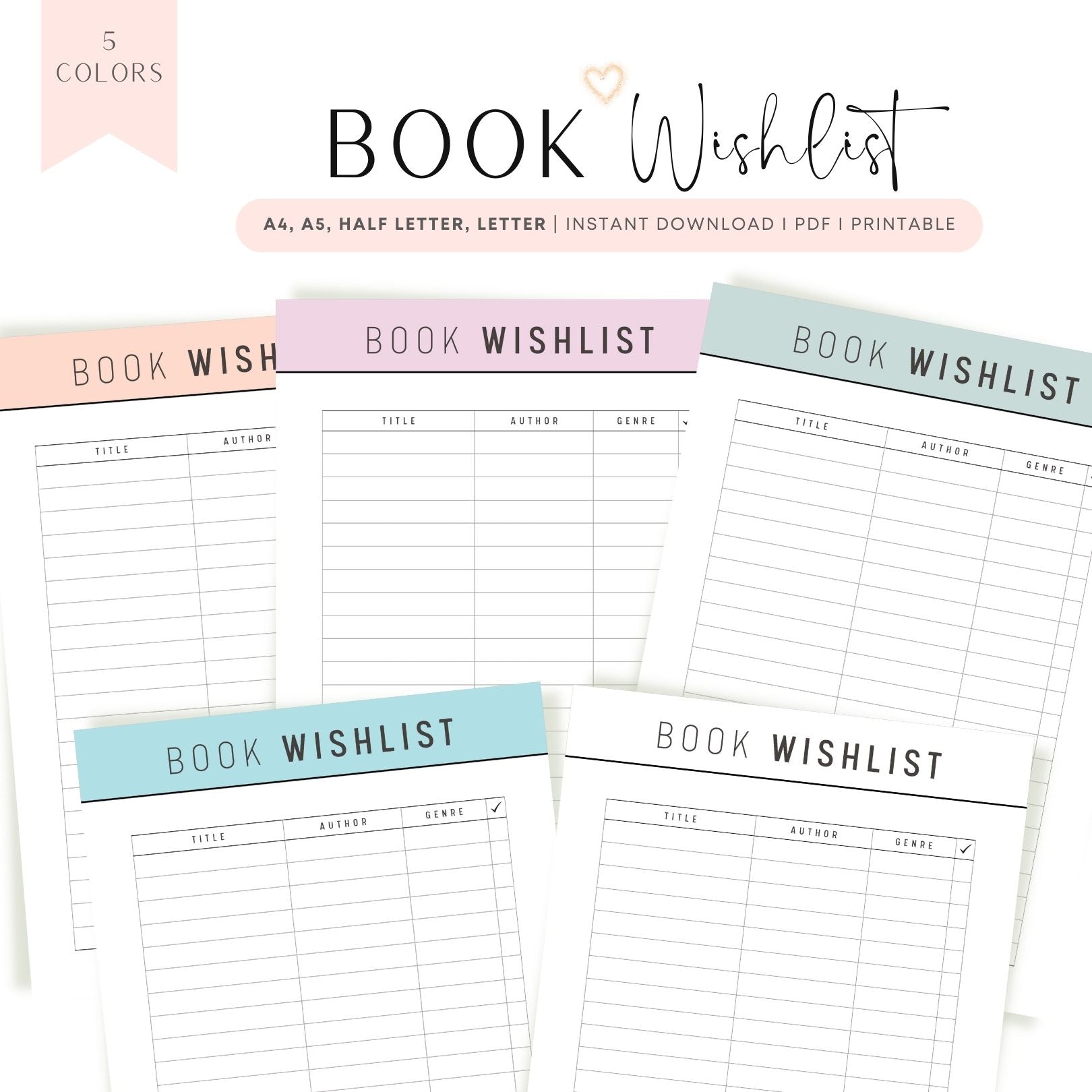 Book Wish list Template Printable